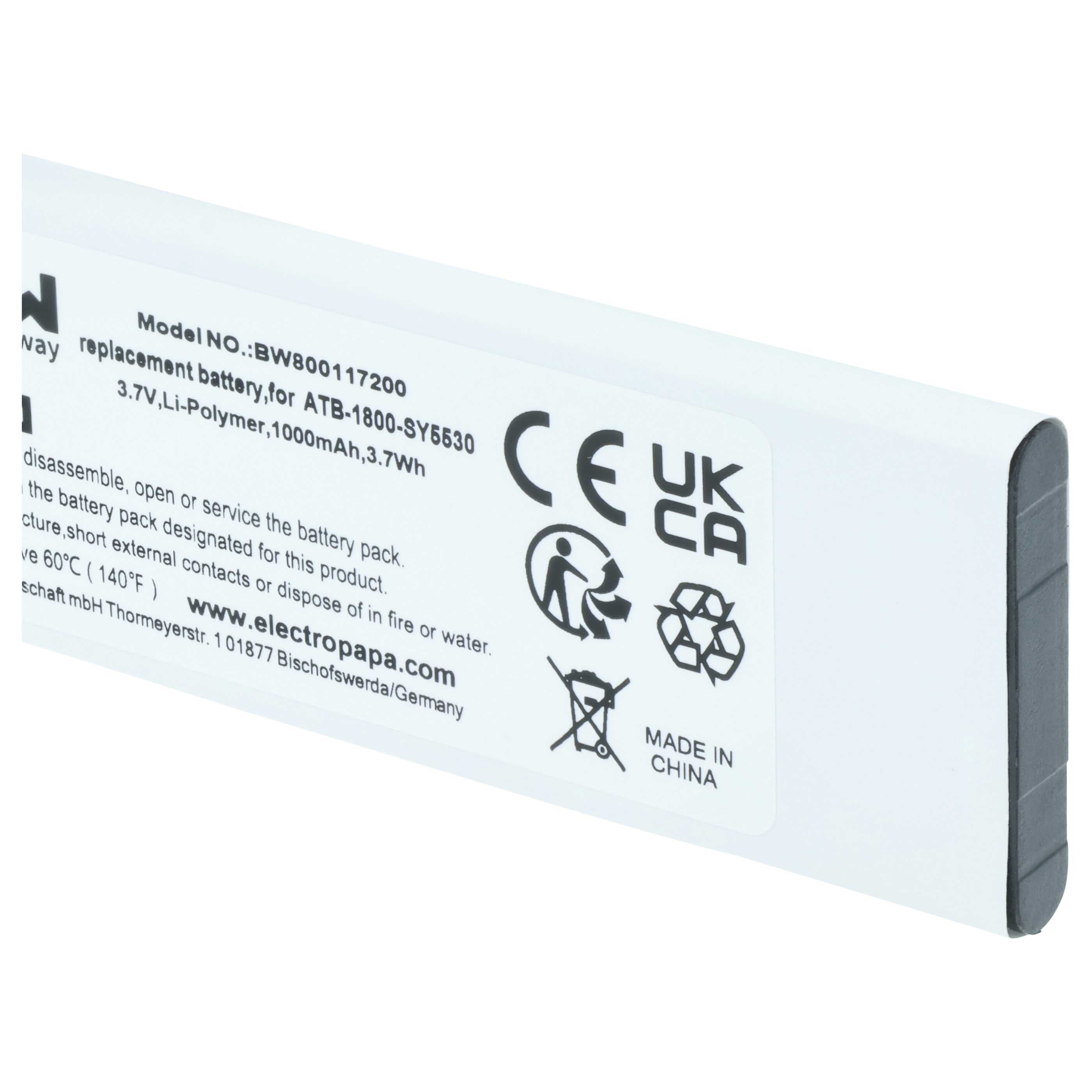 Batteria per telecomando remote controller sostituisce RTI ATB-1800-SY5530 - 1000mAh 3,7V Li-Poly