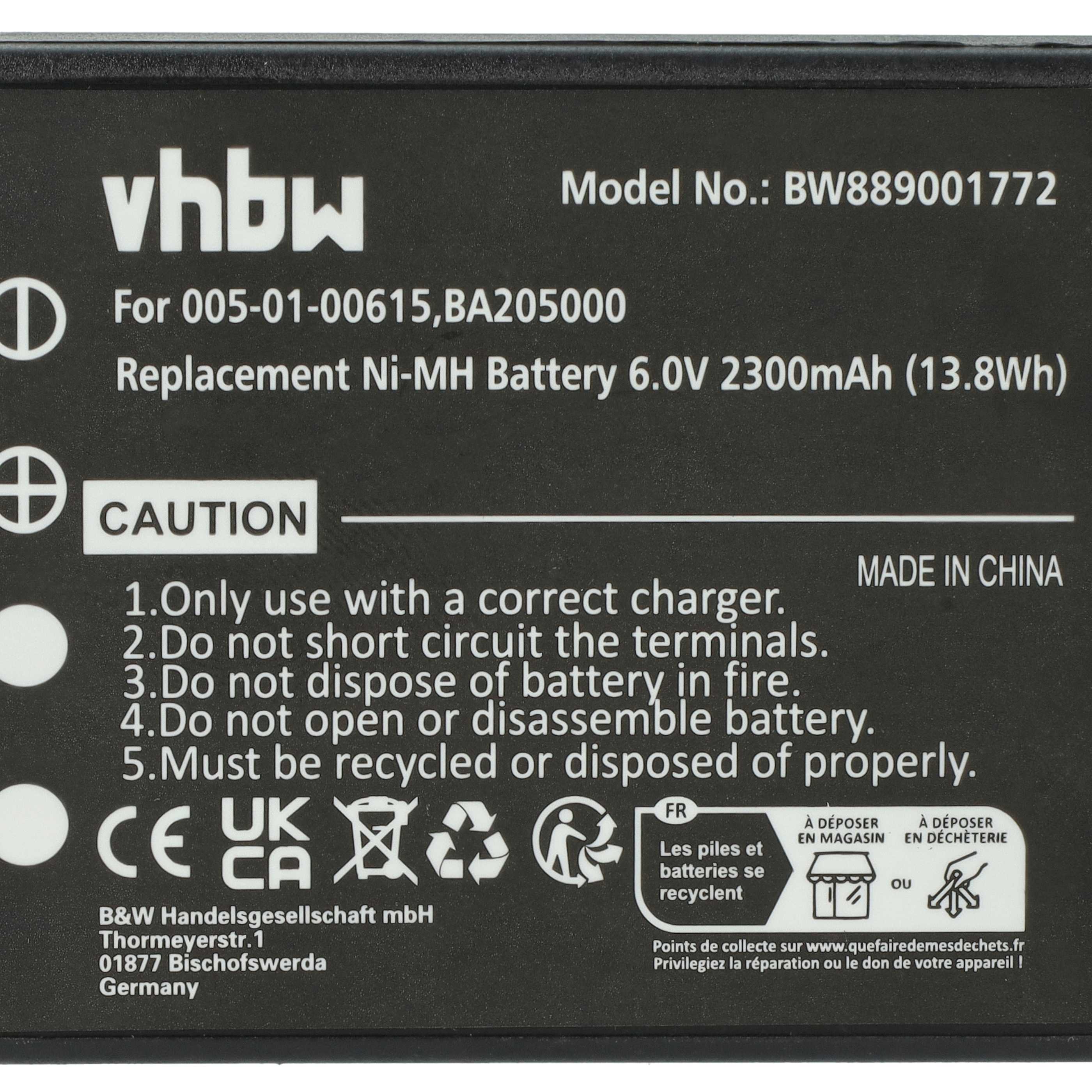 Batería (2 ud) reemplaza HBC 005-01-00615, BA205000, BA206000, BA205030 sistema control - 2300mAh 6V NiMH