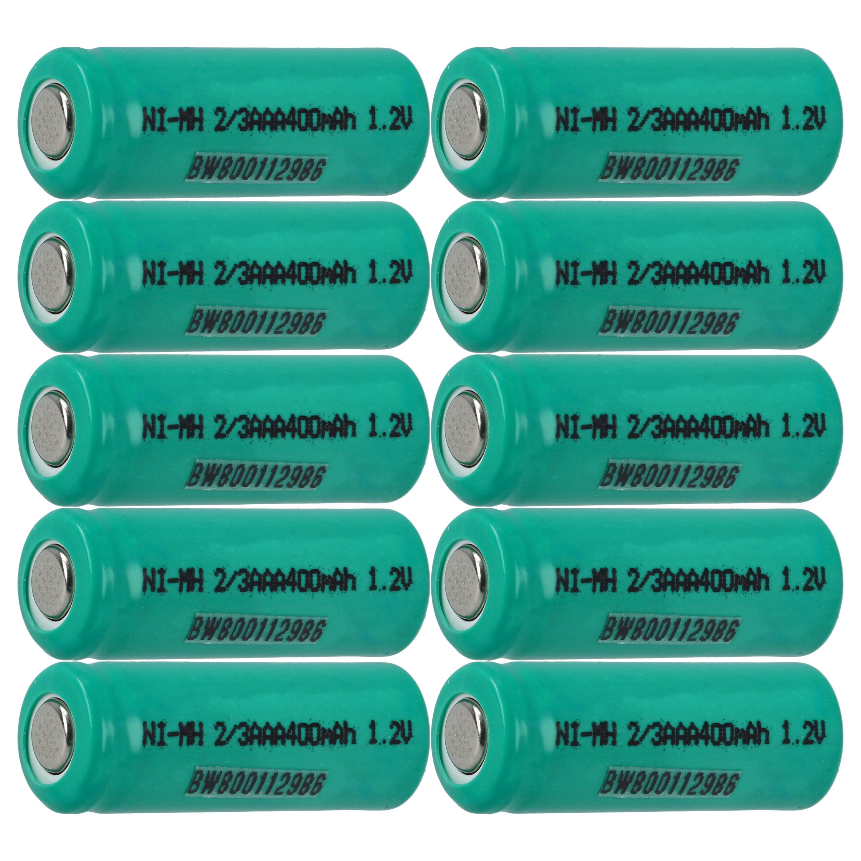 Raw Battery Cells (10 Piece) replaces 2/3AAA for Rechargeable Batteries - 400mAh 1.2V NiMH