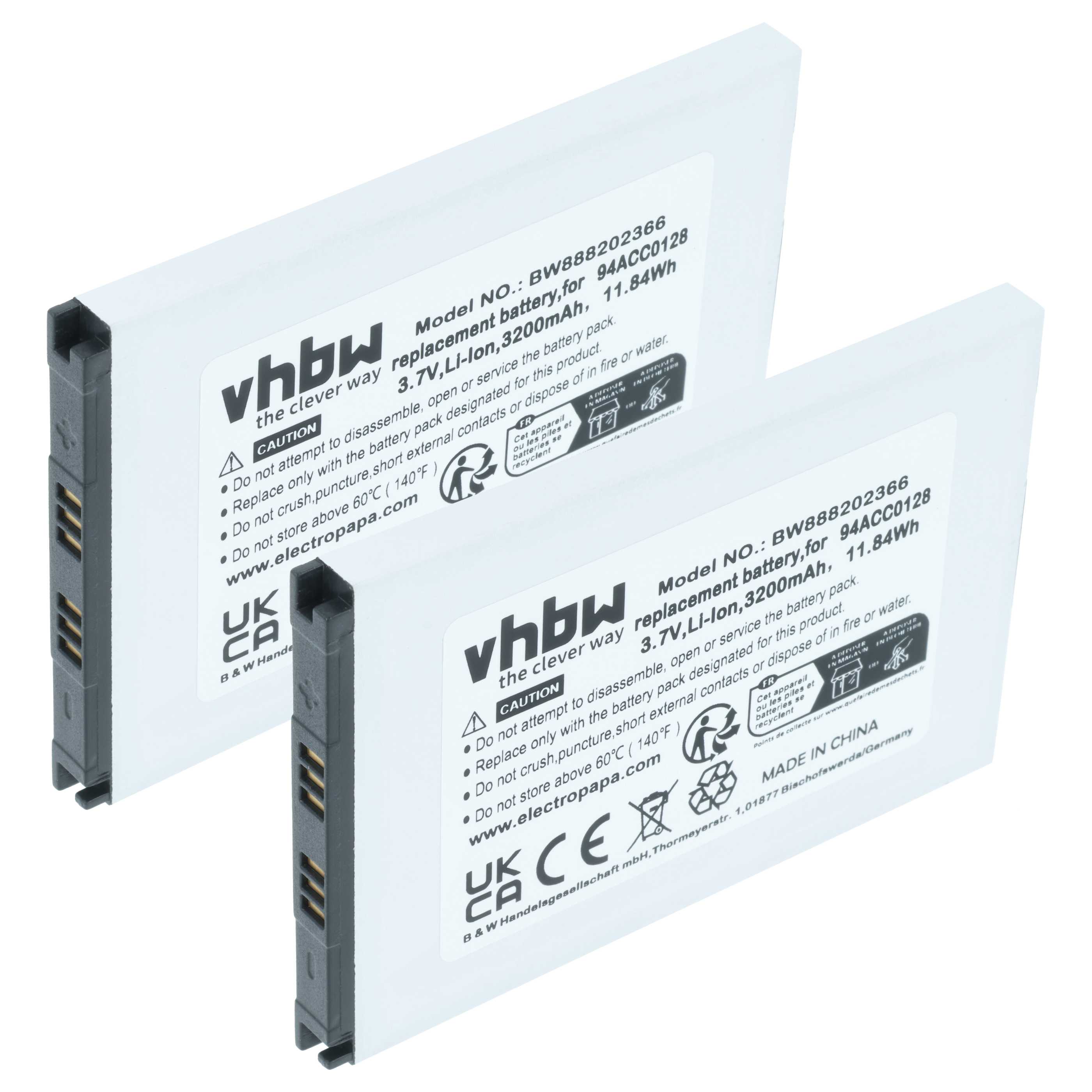 Handheld Computer 2x Battery replaces Datalogic BTDL1, 94ACC0129, 94ACC0128, 3H21-00000491 - 3200mAh, 3.8V