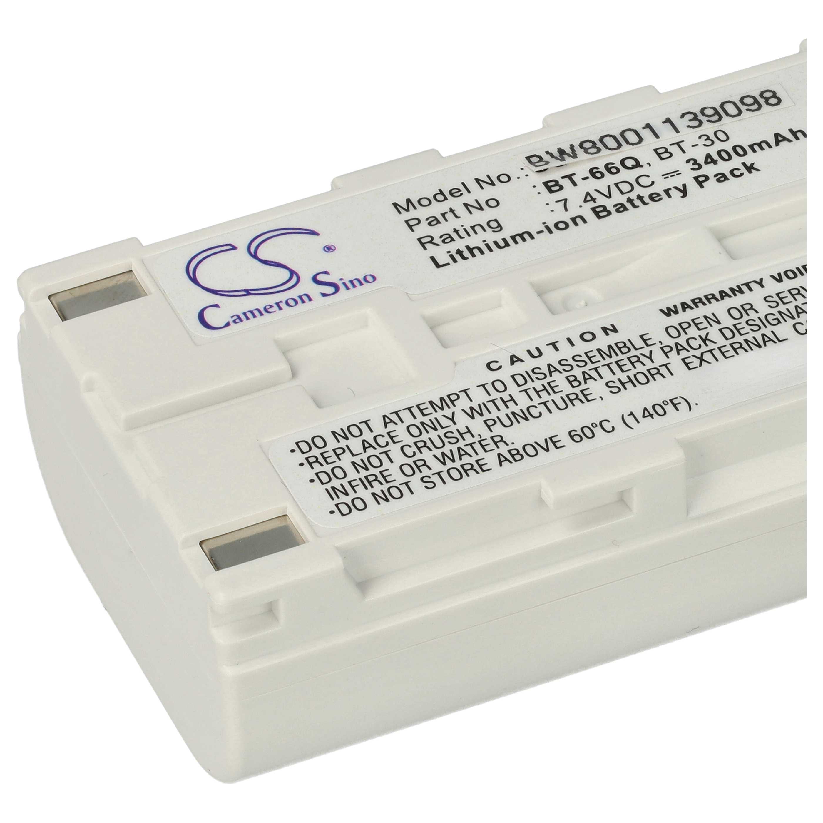 Batería reemplaza Topcon BT-65Q, BT-66Q, BT-30, BT-62Q para dispositivo medición (3400 mAh, 7,4 V, Li-Ion)