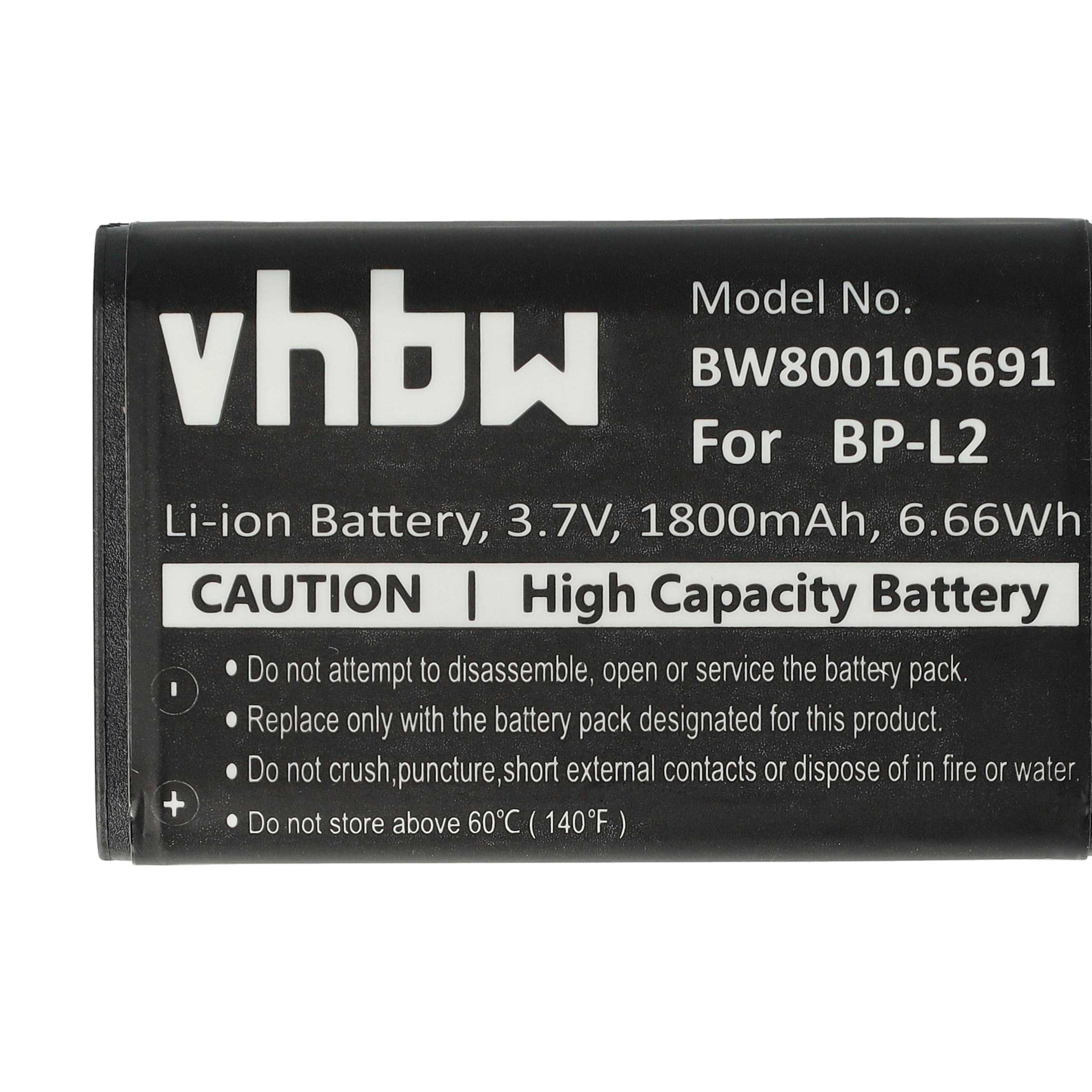 Dictaphone Battery replaces BP-L2 - 1800 mAh 3.7 V Li-Ion