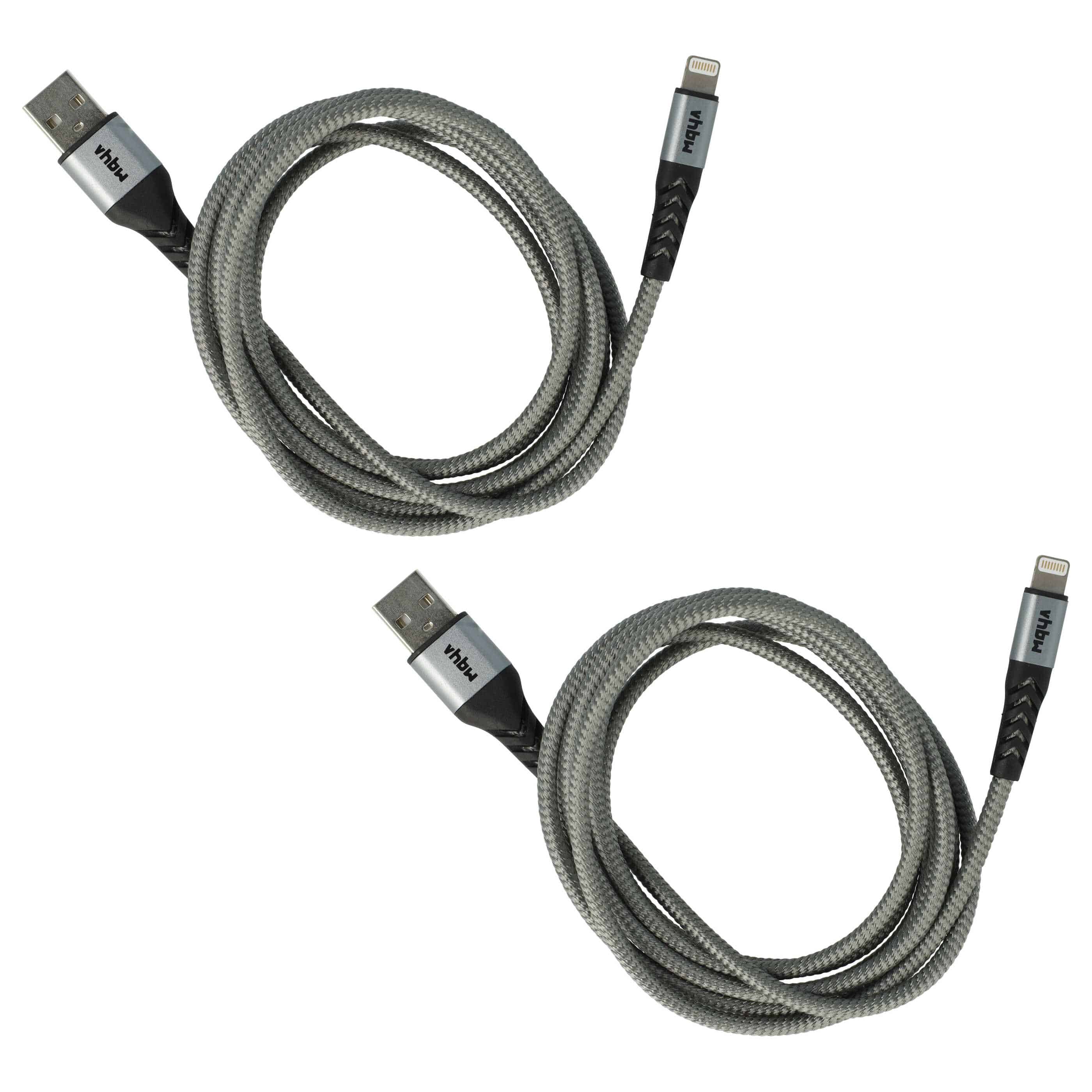 2x Kabel Lightning USB A do urządzeń iOS 1. generacji - czarny / szary, 180 cm 