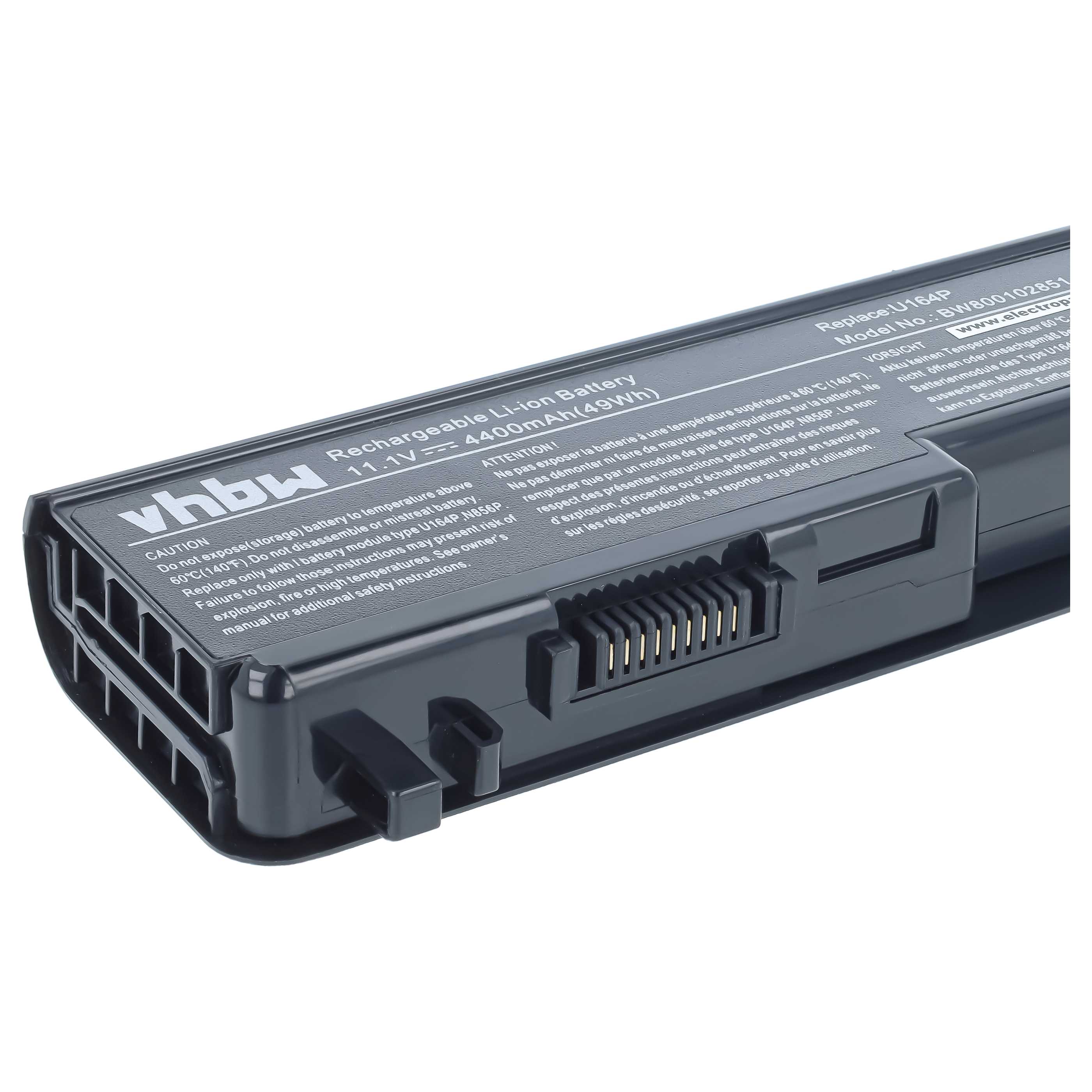 Notebook Battery replaces Dell 312-0196, 312-0186, N856P, U150P, M905P, N855P - 4400 mAh 11.1 V Li-Ion, black