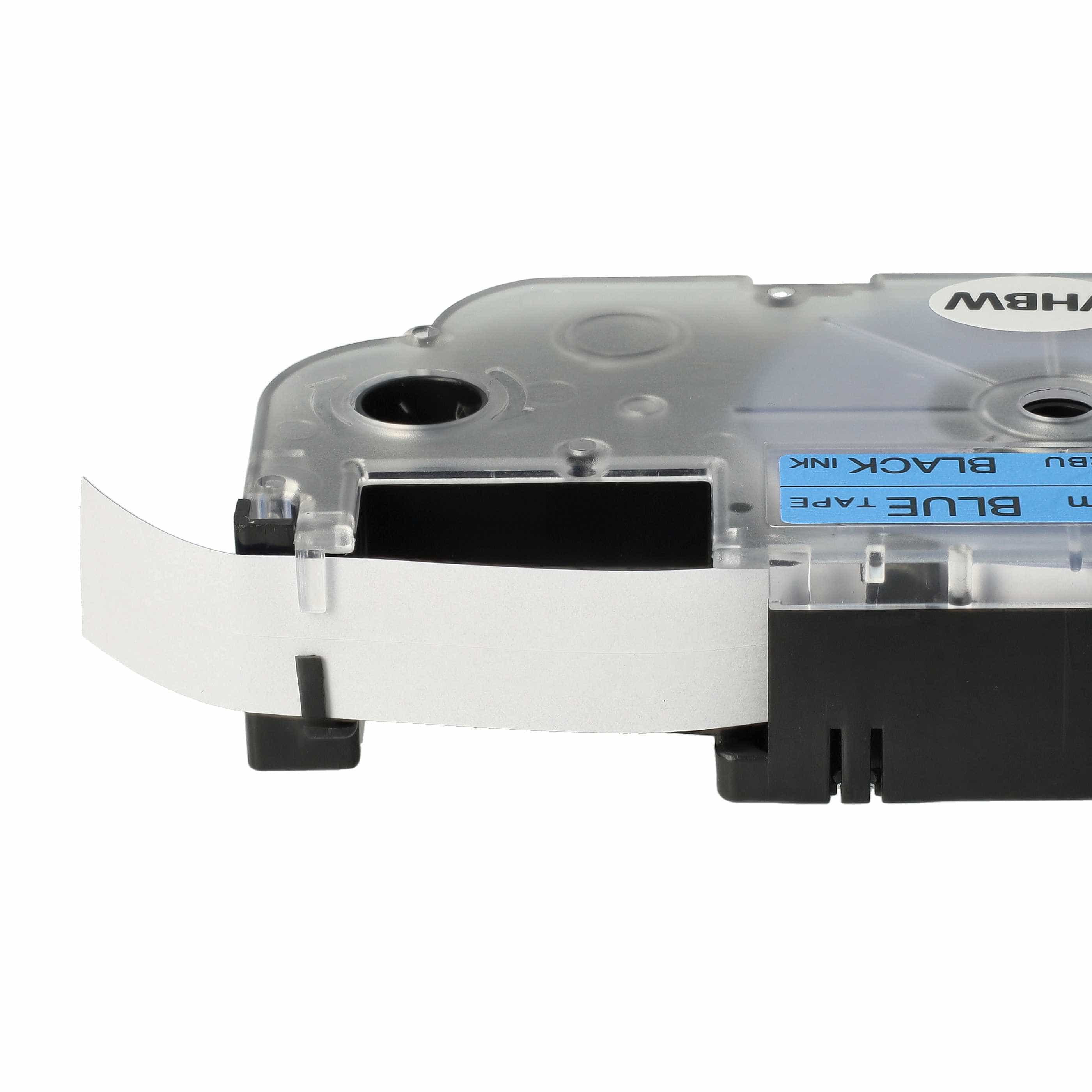 Label Tape replaces Casio XR-12BU, XR-12BU1 - 12 mm Black to Blue
