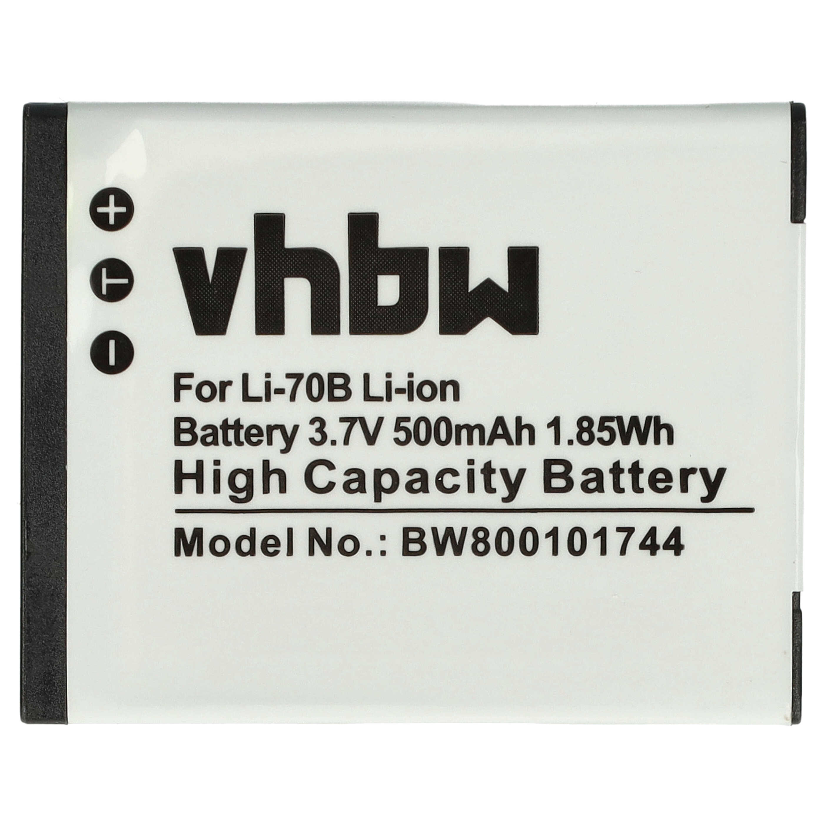 Battery Replacement for Olympus Li70B, Li-70B - 500mAh, 3.6V, Li-Ion