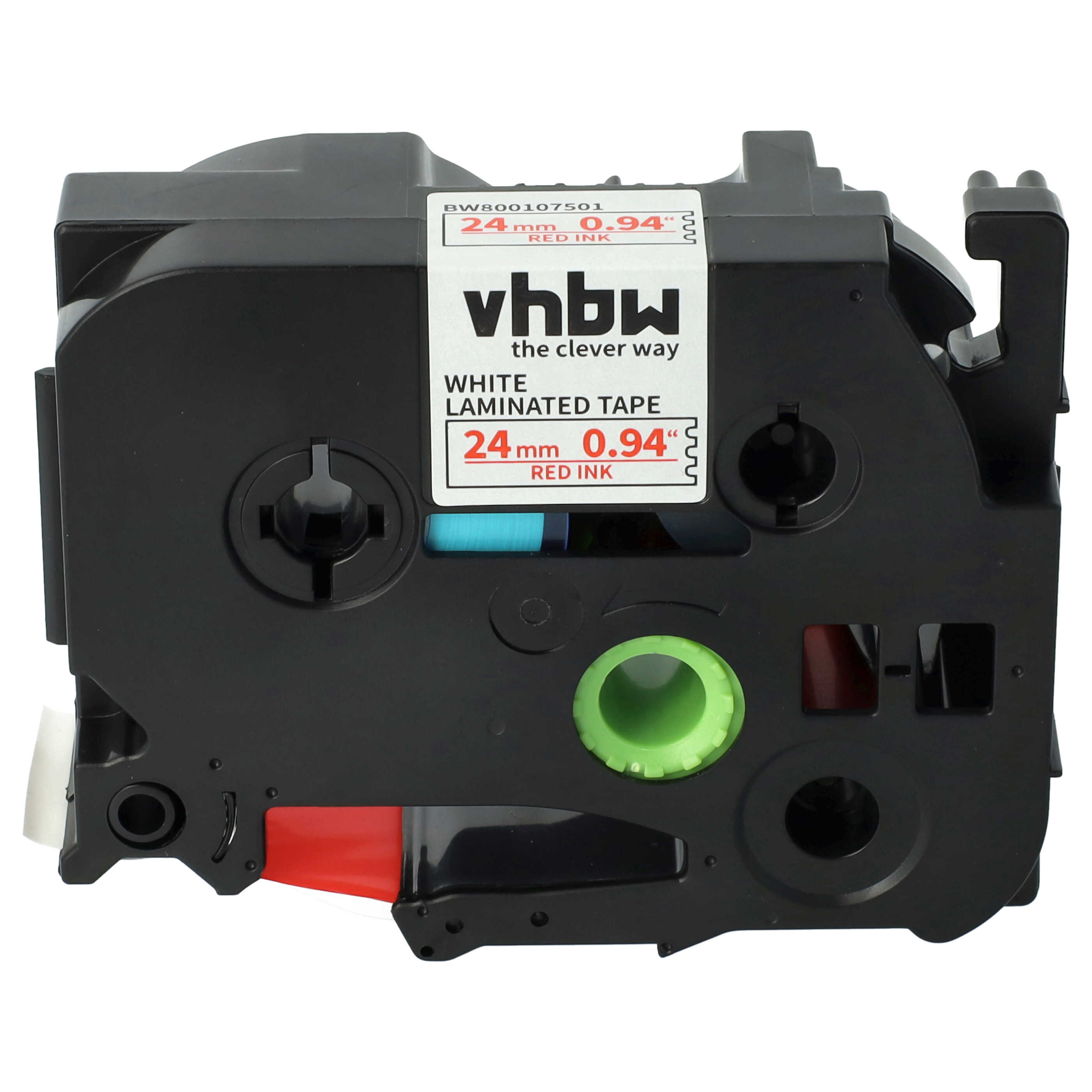 Label Tape as Replacement for Brother TZE-252, TZ-252 - 24 mm Red to White