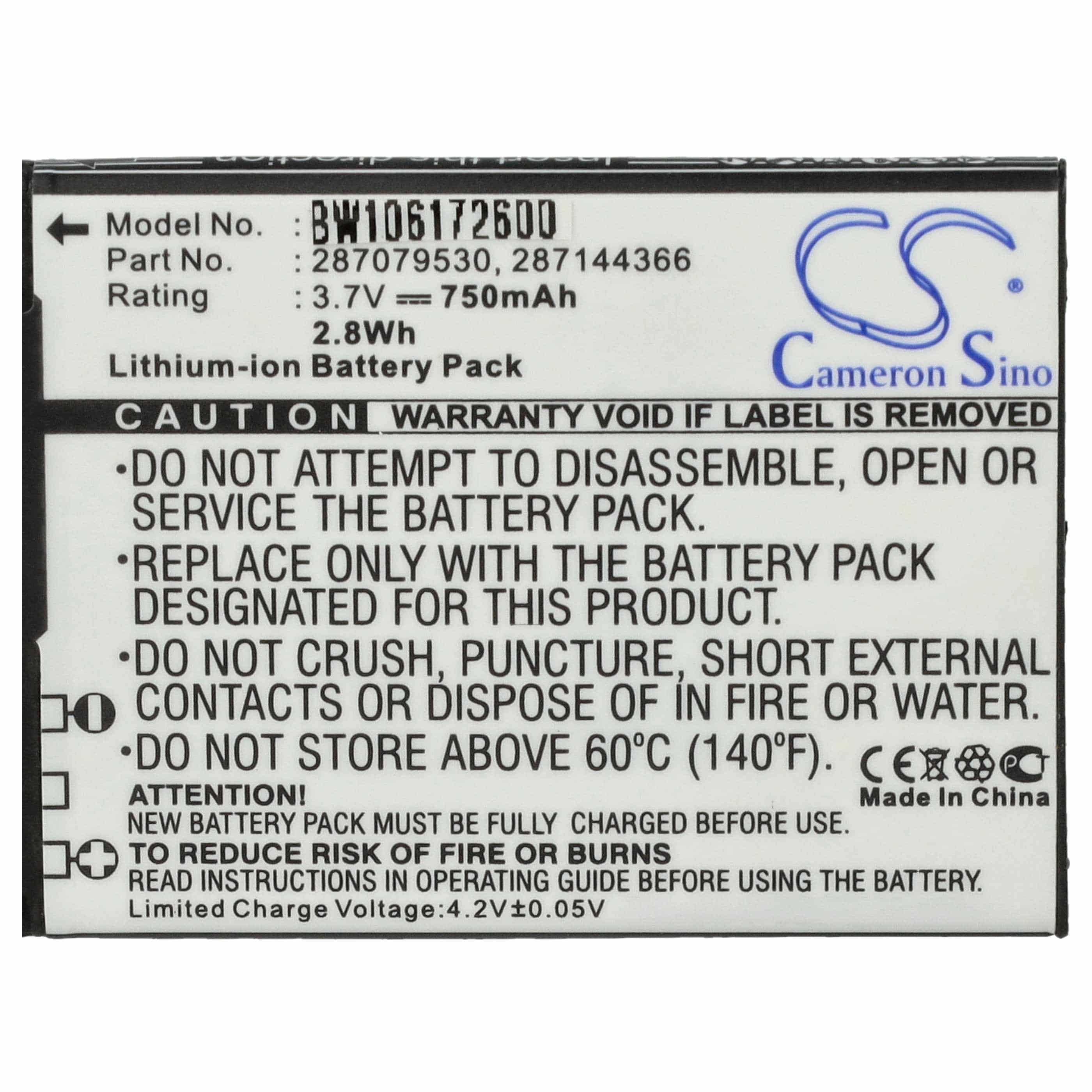 Akumulator do telefonu smartfona zamiennik Sagem 194/07 SN4, 252636053, 252785306 - 750 mAh 3,7 V Li-Ion