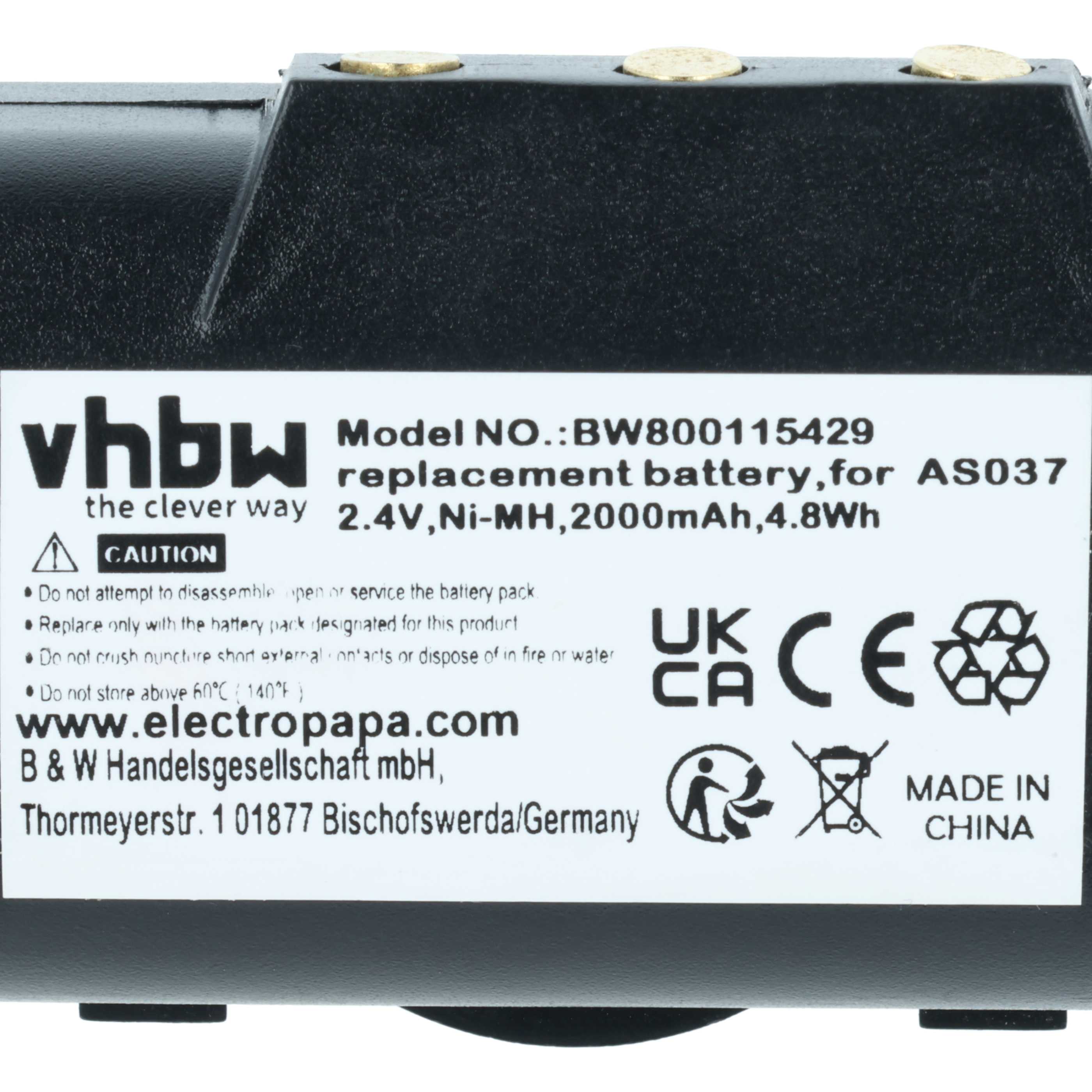 5x Akumulator do zdalnego sterowania zamiennik IMET WBH04.965, AS037 - 2000mAh 2,4V NiMH