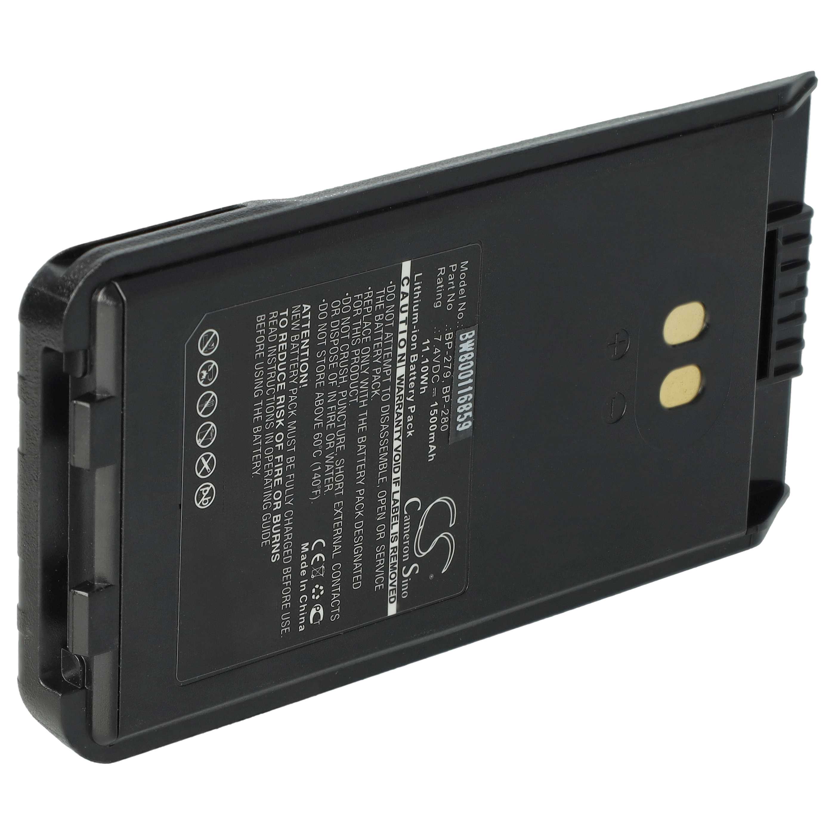 Radio 2x Battery replaces Icom BP-279, BP-280, BP-280LI - 1500 mAh 7.4 V Li-Ion + Belt Clip