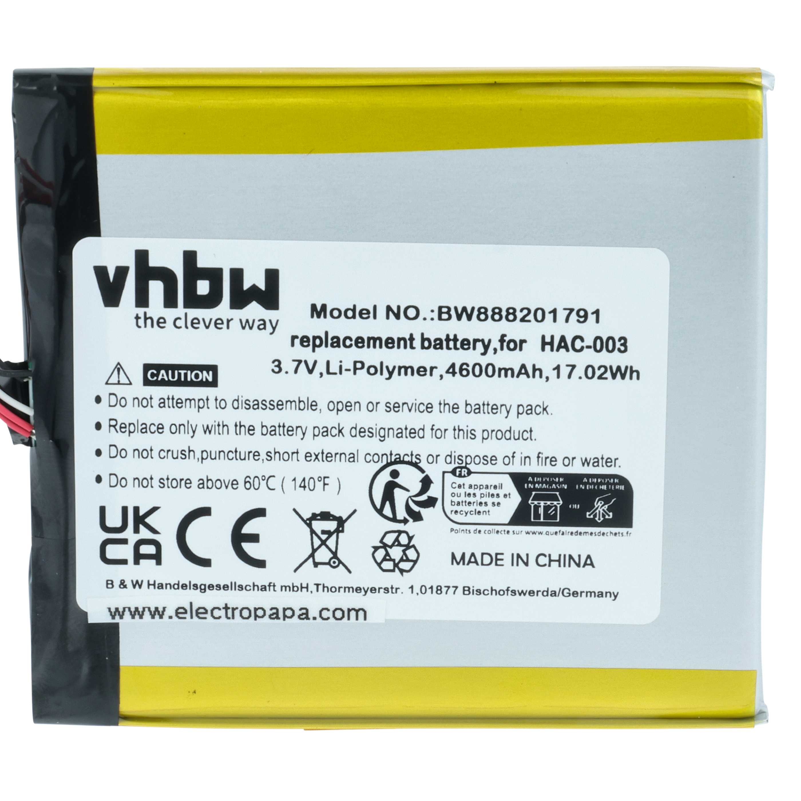 Games Console Battery replaces Nintendo HAC-A-BPHAT-C0, HAC-003 - 4600 mAh 3.7 V Li-polymer