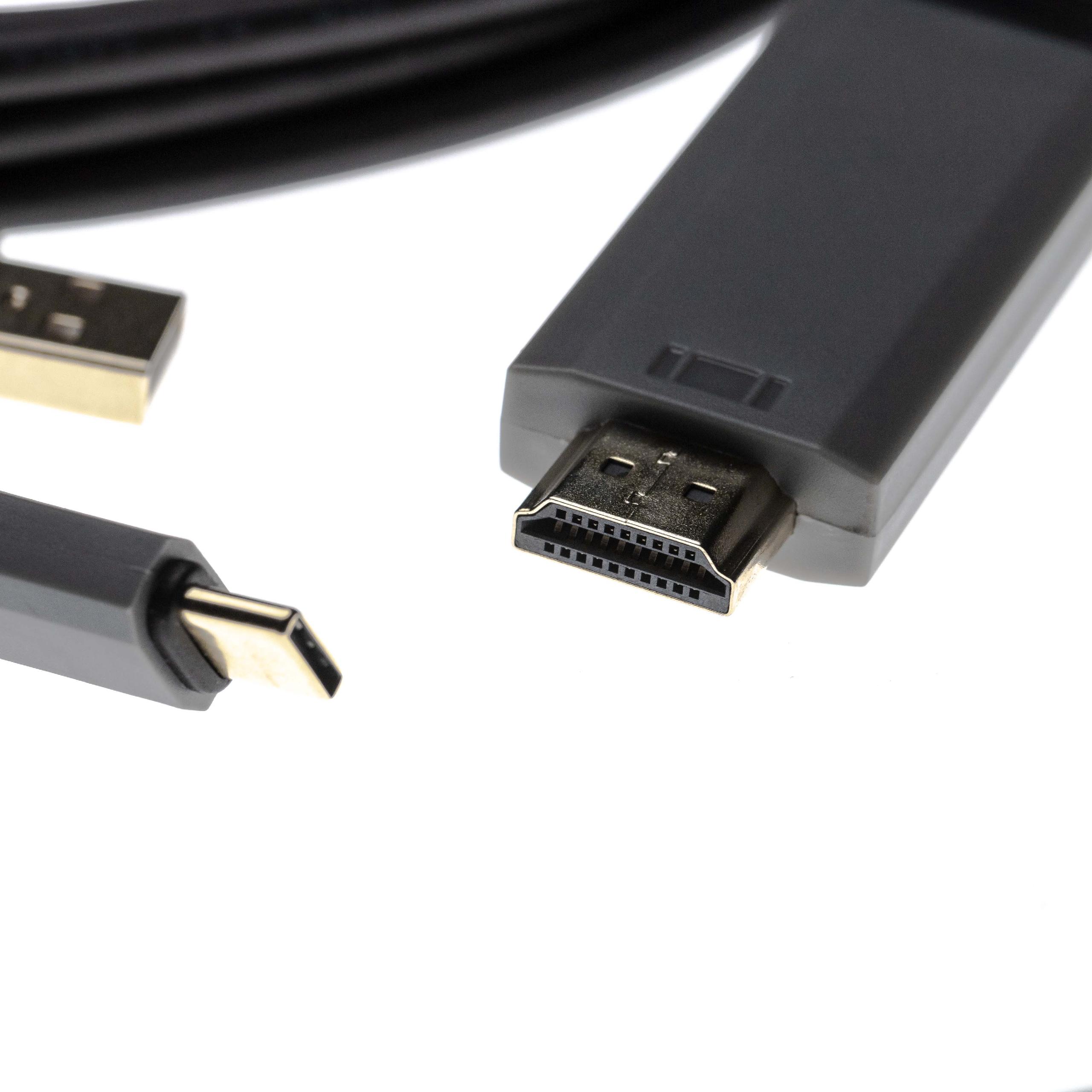 vhbw Cable HDMI cable de datos USB / de carga 2 en 1 (cable Y USB C 3.1 + USB A 2.0 a clavija HDMI) - 2 m