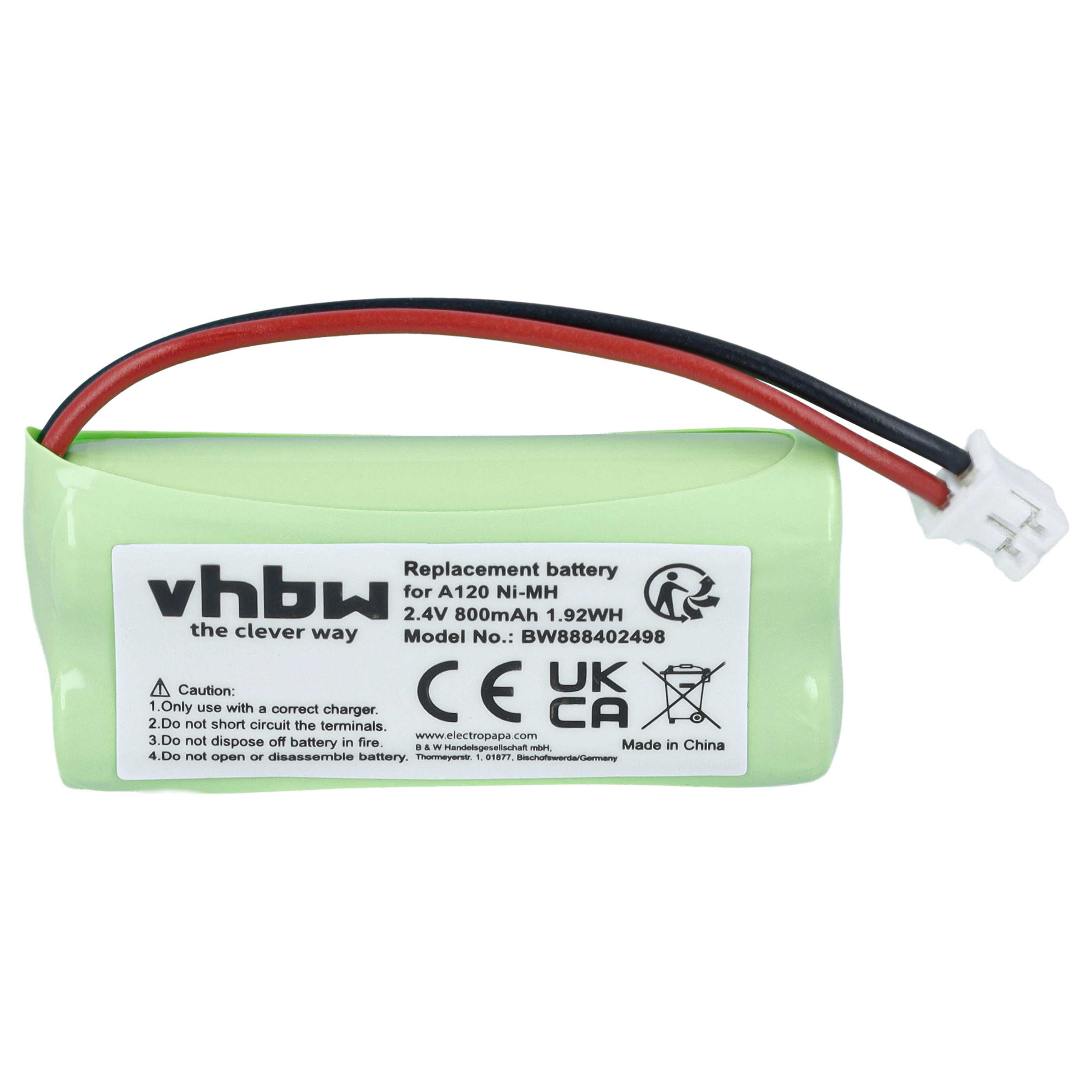 10x Battery replaces 55AAAHR2BMX, 220436C1, 41AAAH2BMX, 220382C1 for T-Com landline phone - 800 mAh 2.4 V NiMH
