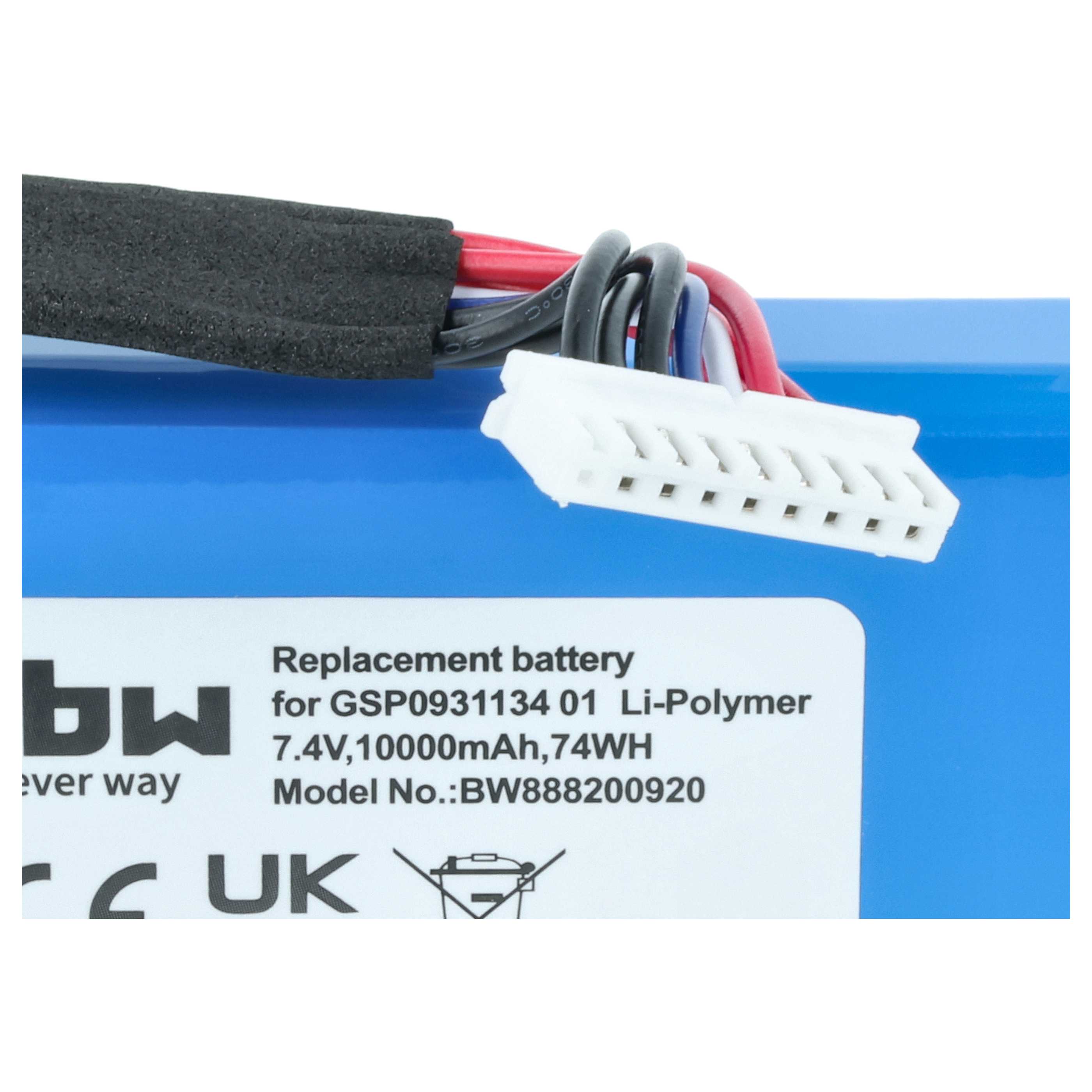 Batteria sostituisce JBL GSP0931134 01 per altoparlanti - 10000mAh 7,4V Li-Poly