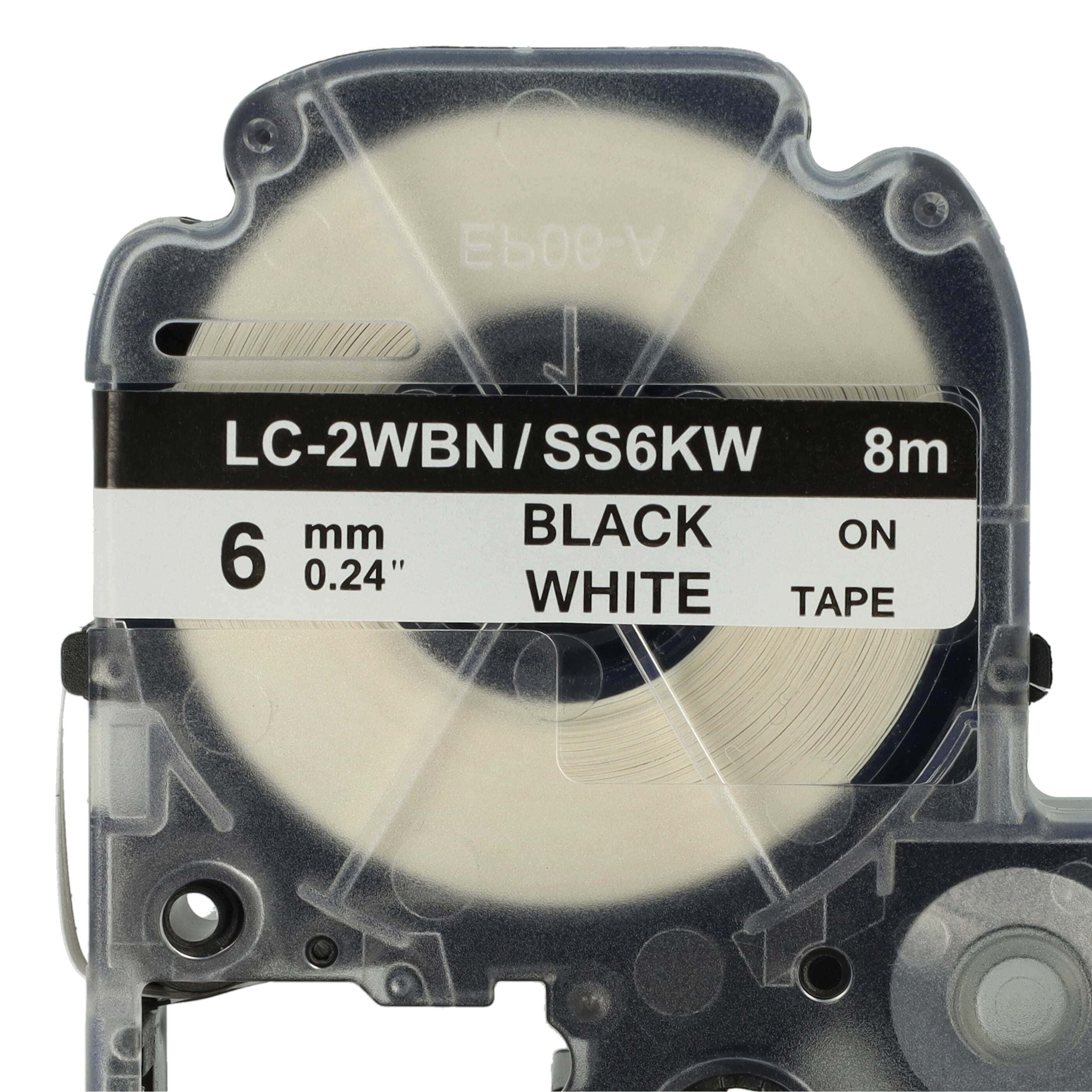 3x Label Tape replaces Epson LC-2WBN - 6 mm Black to White