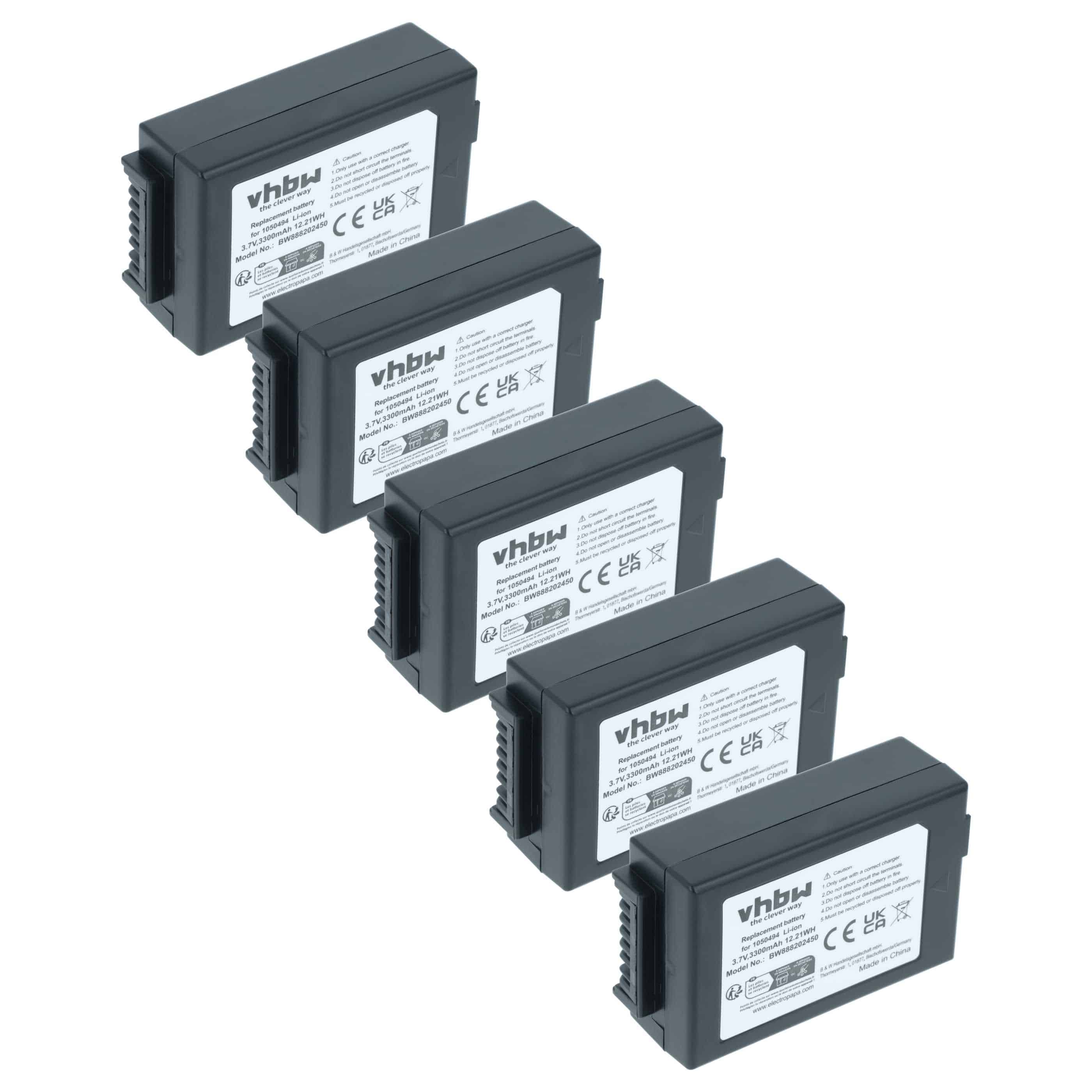 Handheld Computer 5x Battery replaces Psion WA3006, WA3020, 1050494-002, 1050494 - 3300mAh, 3.7V