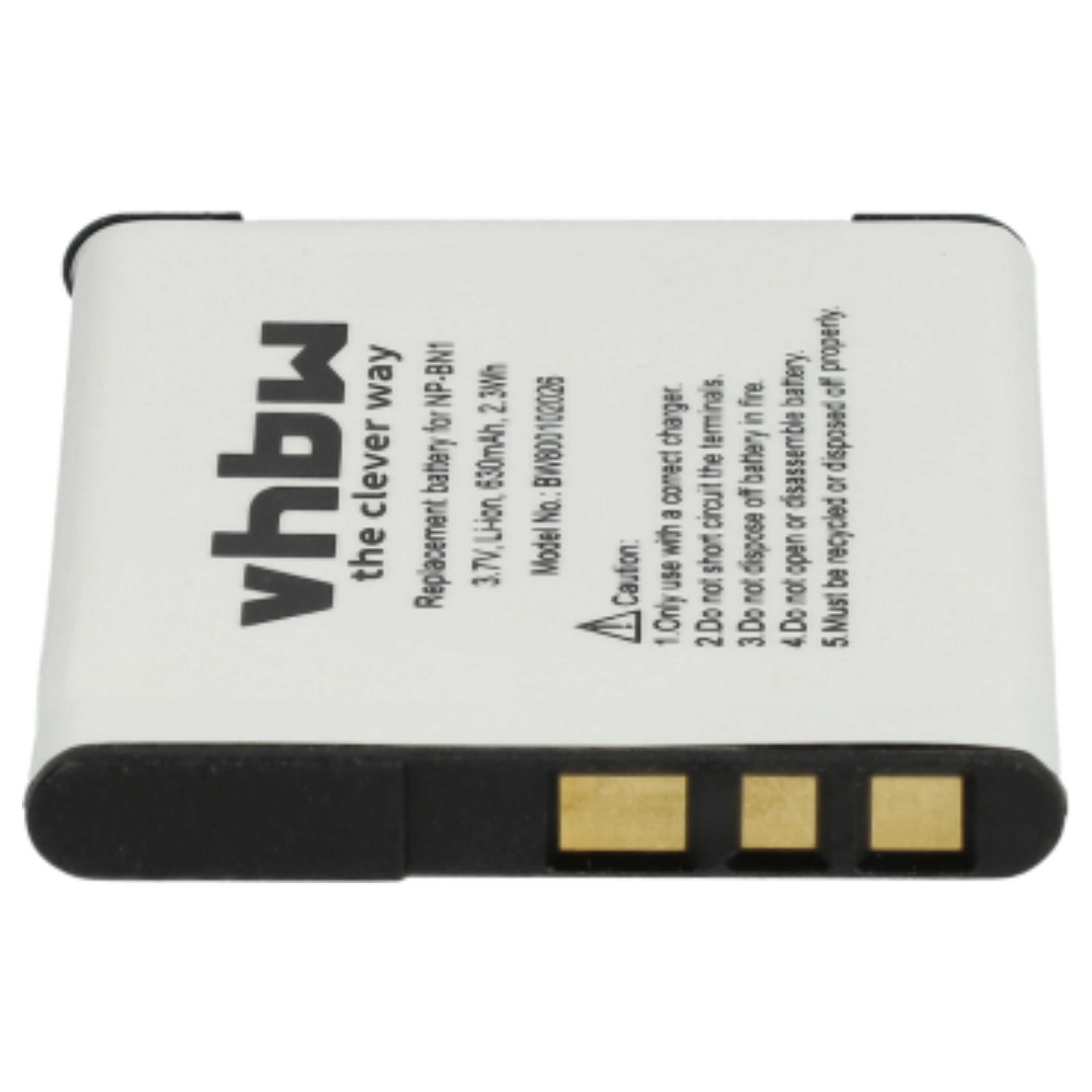 3x Battery replaces Sony NP-BN1 - 600mAh, 3.6V, Li-Ion