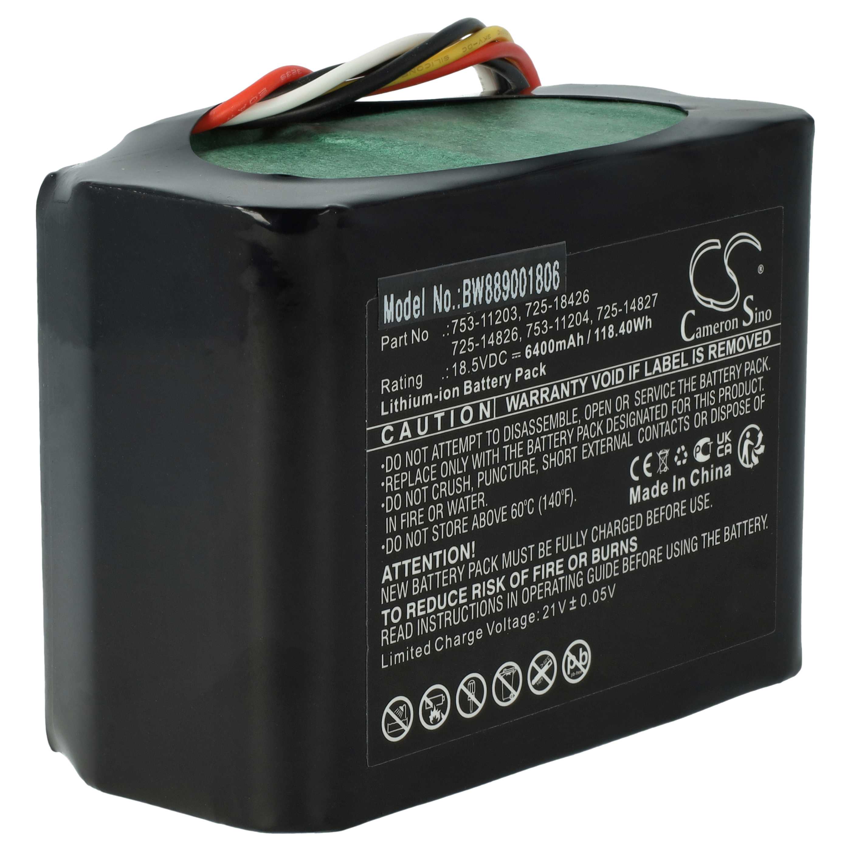 Batería reemplaza CubCadet 725-14826, 725-14827 para herramientas de jardín Robomow - 6400 mAh 18,5 V Li-Ion