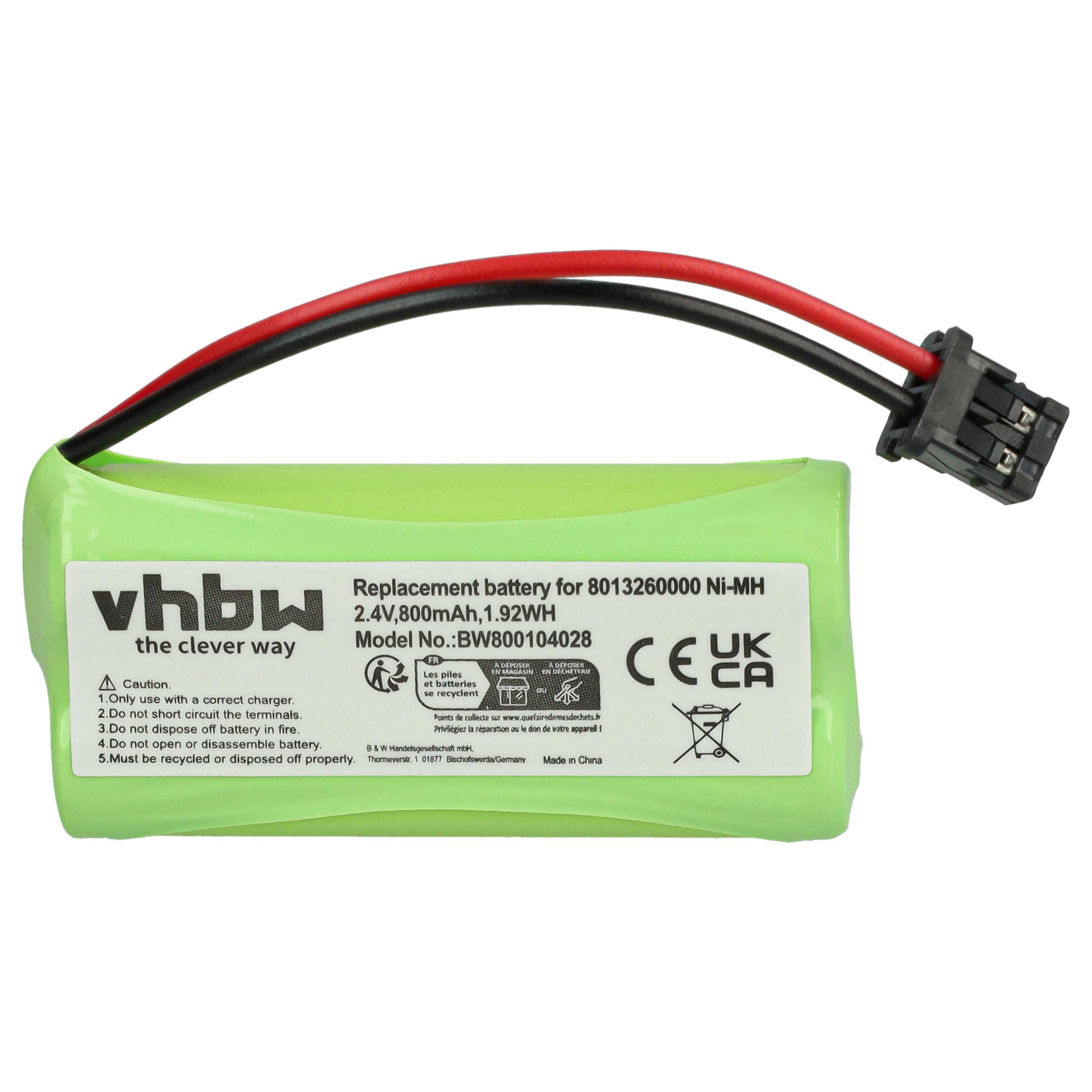 2x Batteries remplace 2SNAAA55HSJ1, 2SNAAA60HSJ1, 2SN-AAA55H-S-J1 pour téléphone Philips - 800mAh 2,4V NiMH