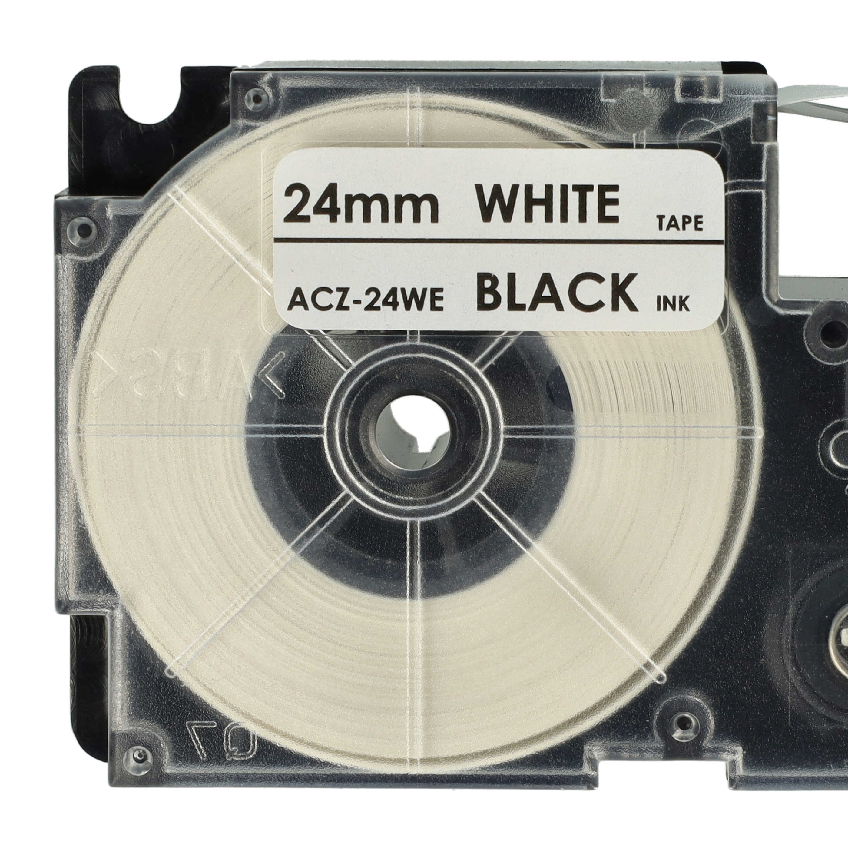 Label Tape as Replacement for Casio XR-24WE1, XR-24WE - 24 mm Black to White