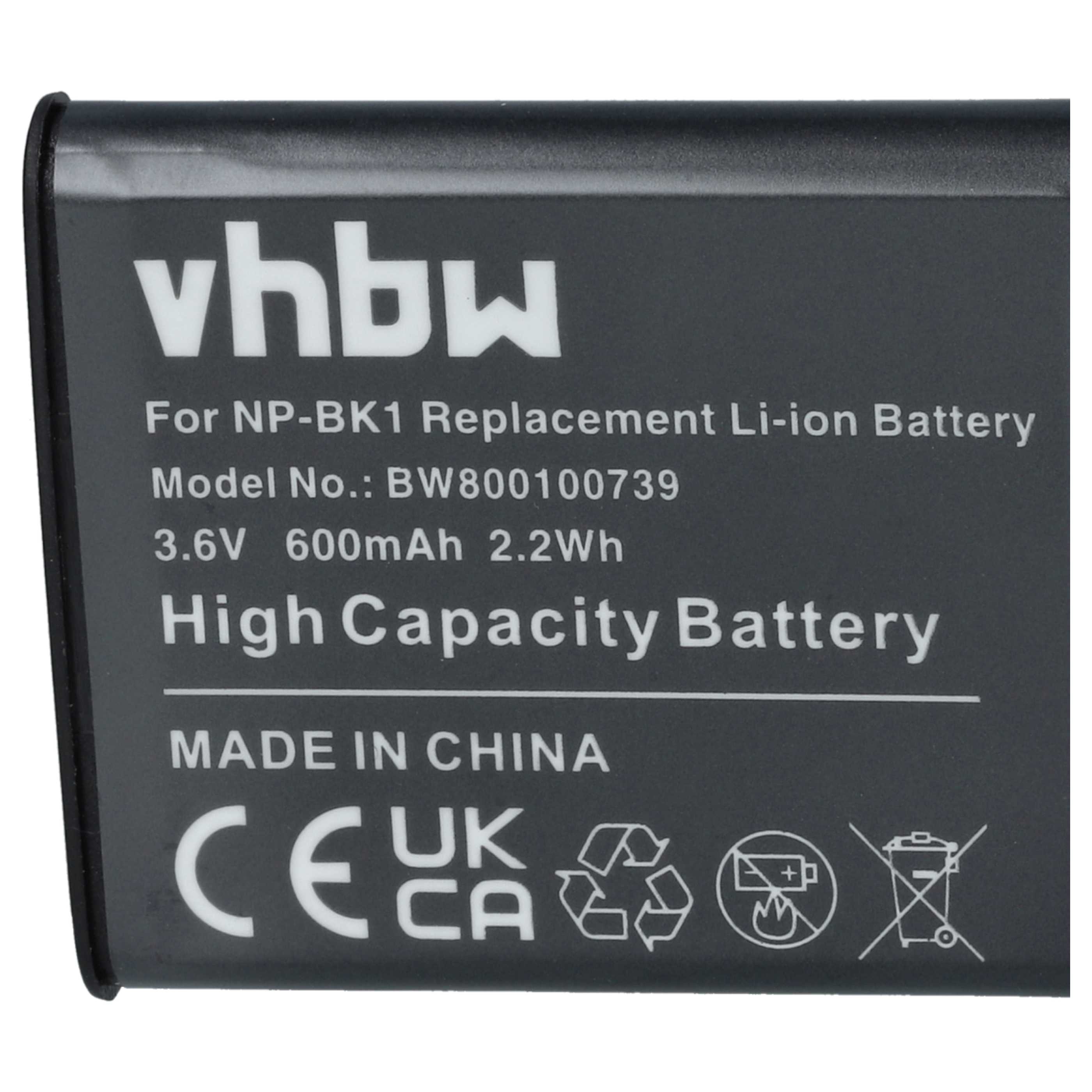 2x Battery replaces Sony NP-FK1, NP-BK1 - 600mAh, 3.6V, Li-Ion