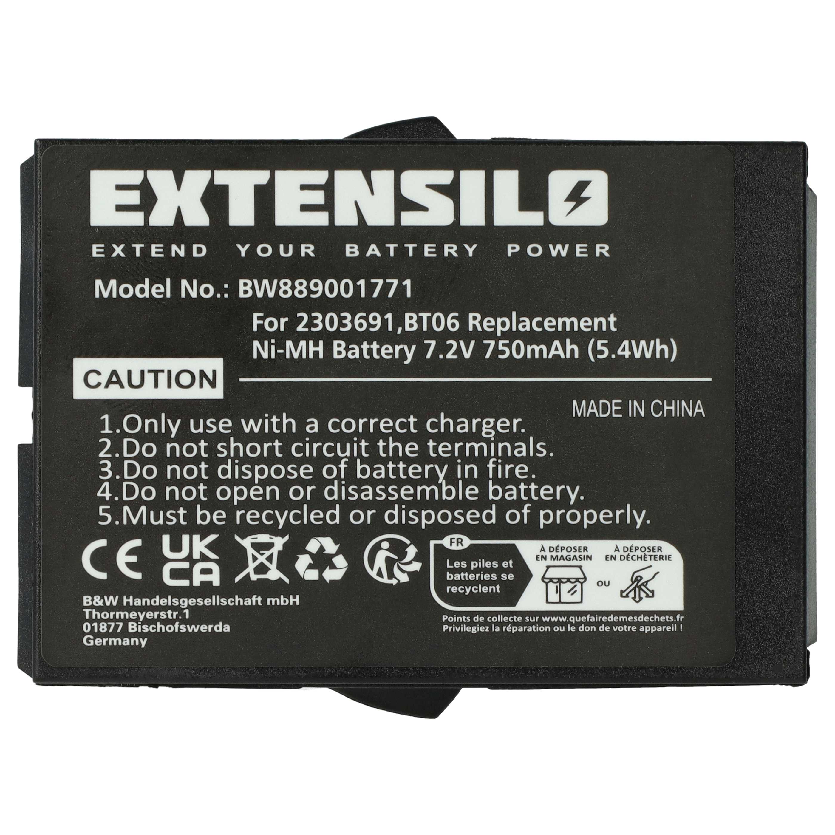 Batería reemplaza Danfoss 2303691, BT06 sistema control - 750mAh 7,2V NiMH