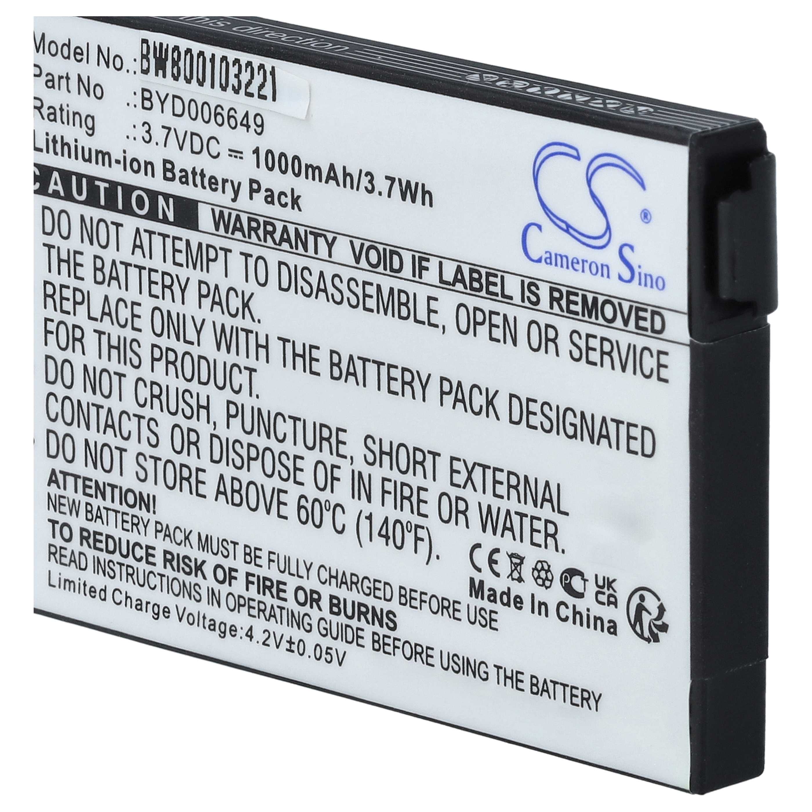 Babyphone-Akku als Ersatz für BT BYD006649 - 1000mAh 3,7V Li-Ion