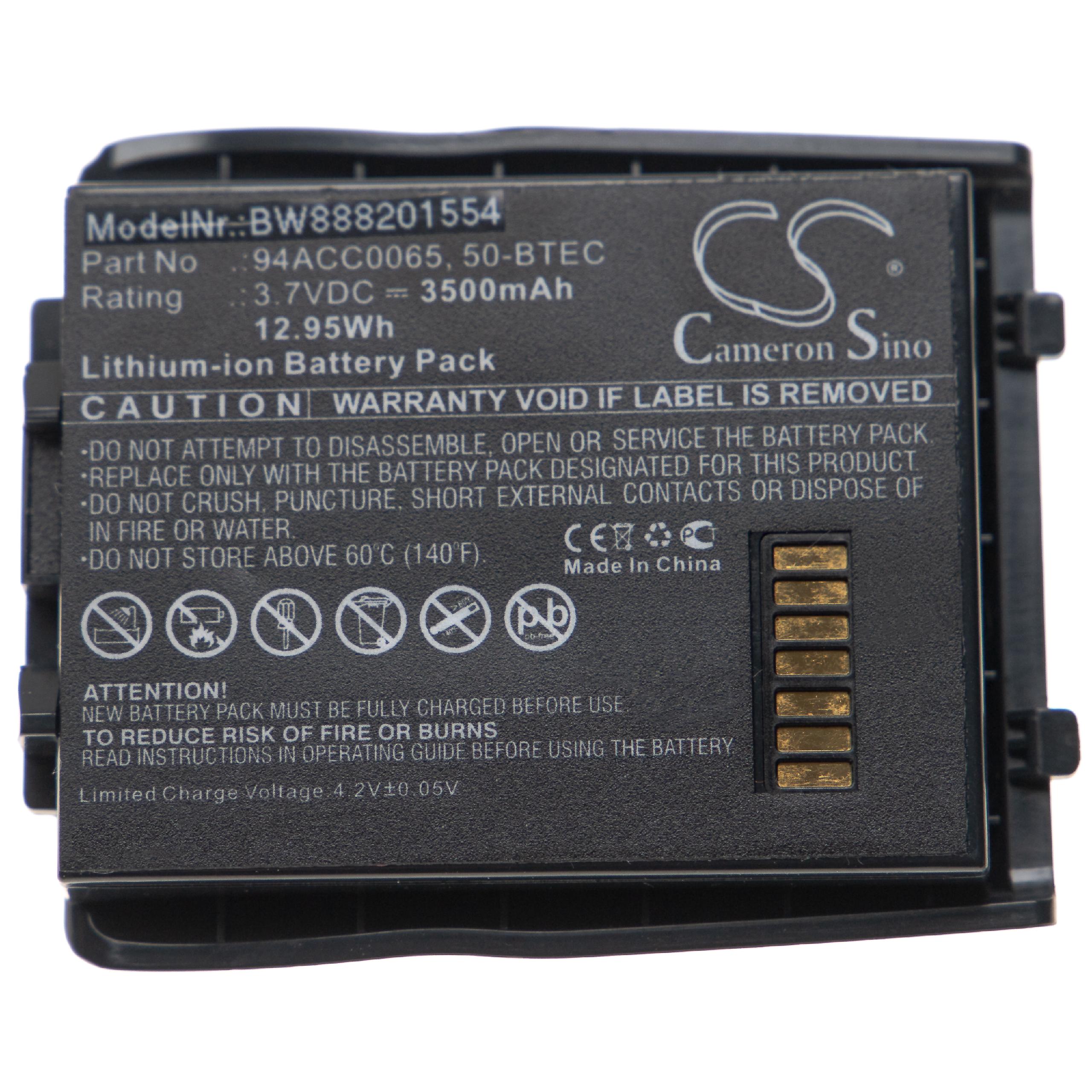 Batterie remplace Datalogic 94ACC0065, 50-BTEC, 50-BTSC pour scanner de code-barre - 3500mAh 3,7V Li-ion