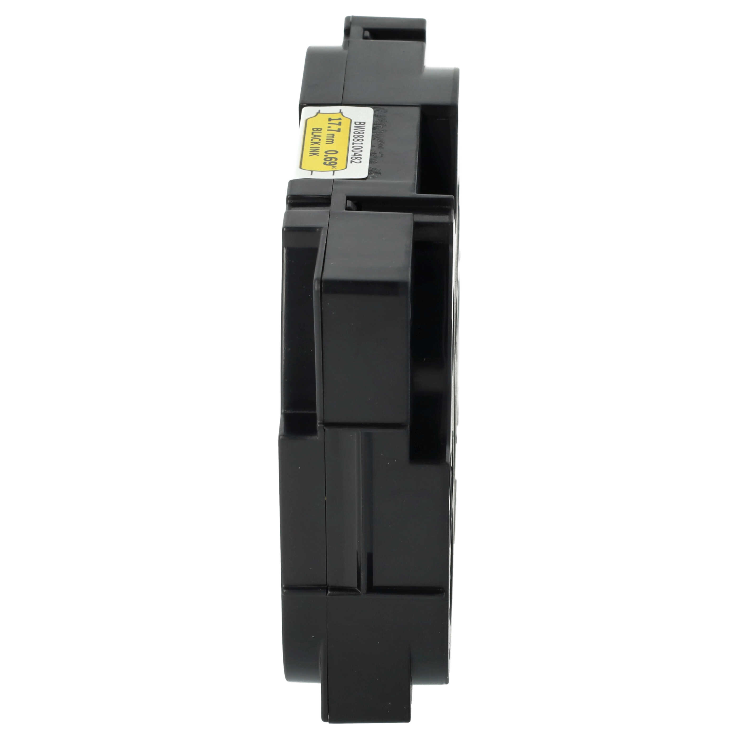 Label Tape as Replacement for Brother HS641, AHS-641, HS-641 - 17.7 mm Black to Yellow, Heat Shrink Tape