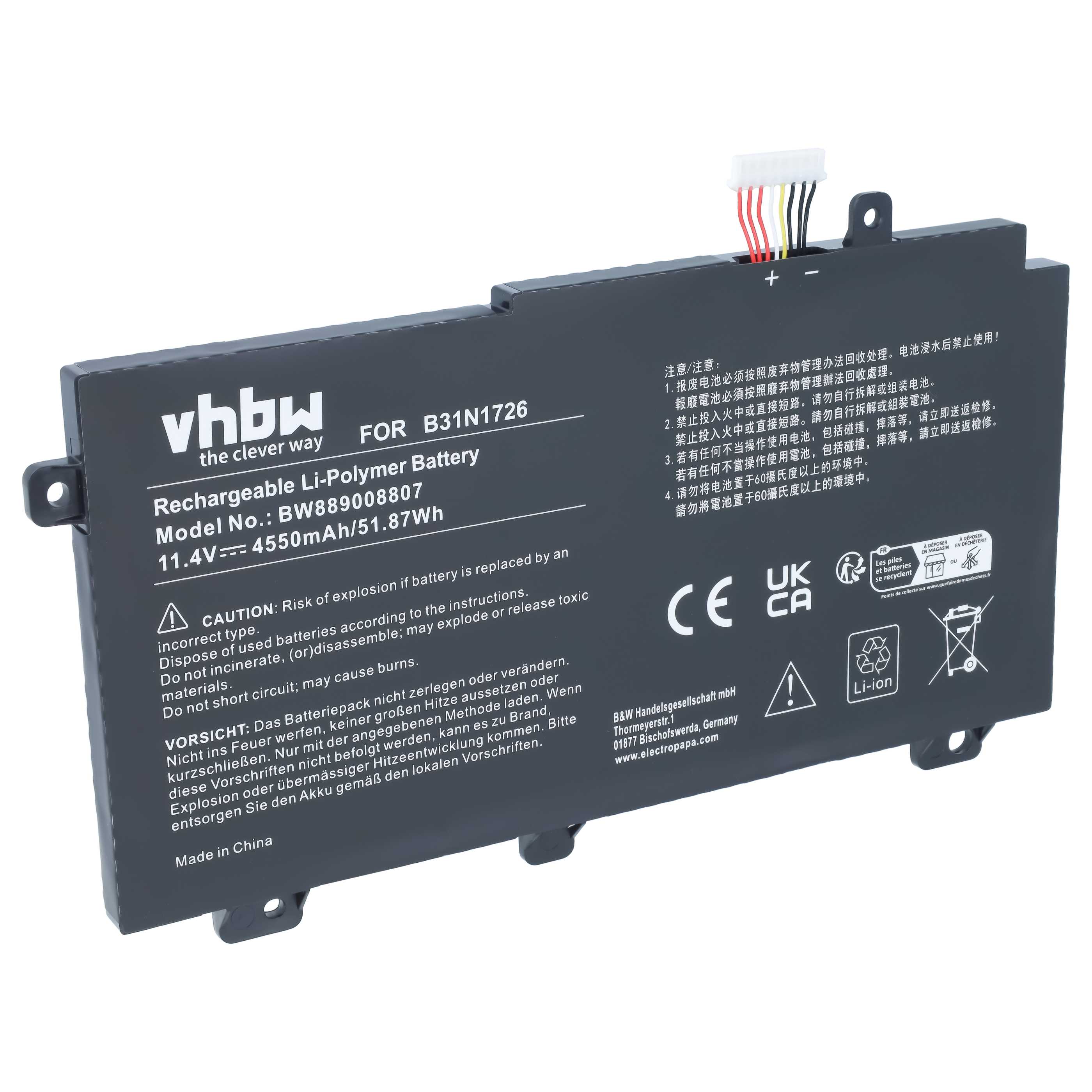 Notebook-Akku als Ersatz für Asus 0B200-02910000, 0B200-02910100 für Asus - 4550mAh 11,4V Li-Polymer