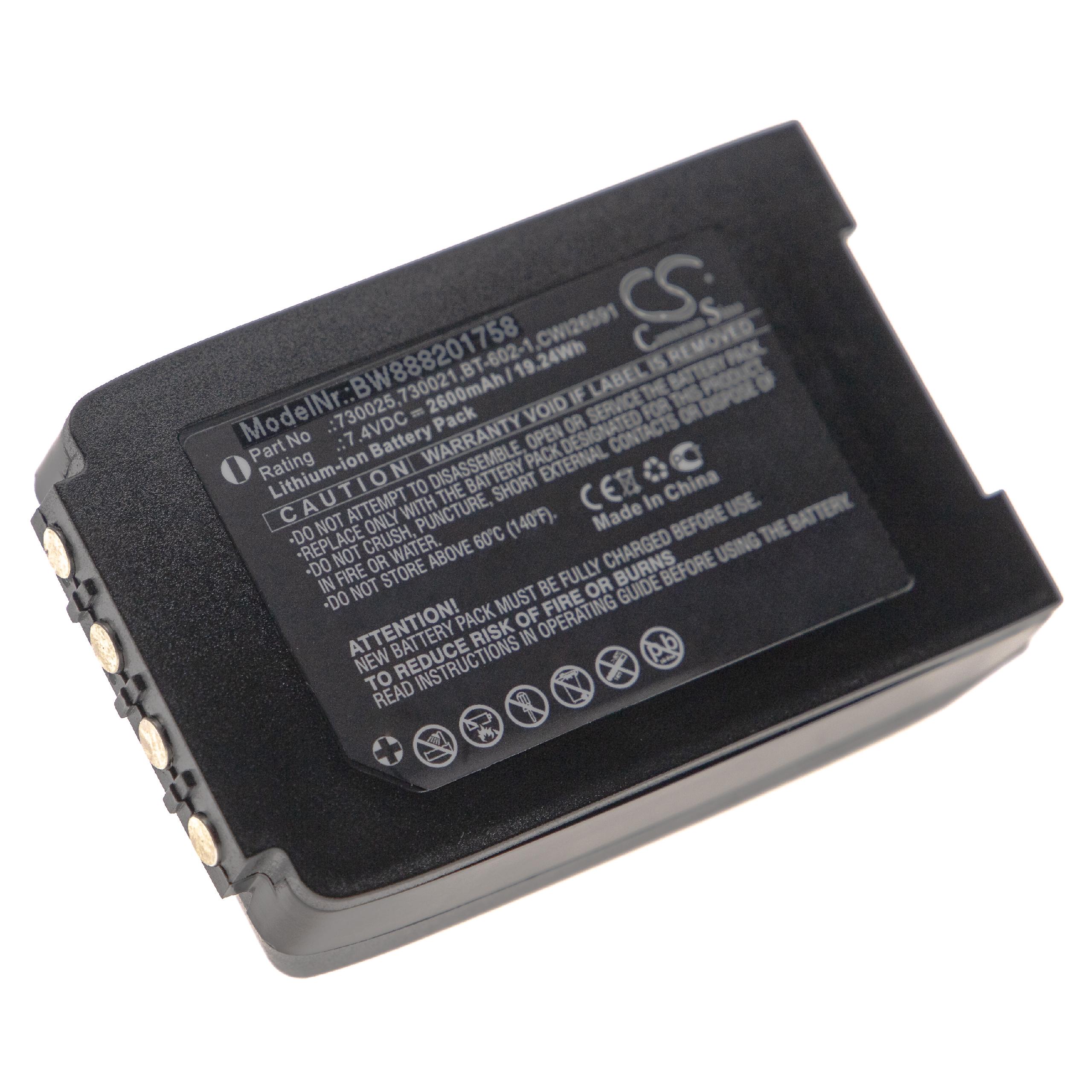 Batería reemplaza VoCollect 730021, 730025 para radio, walkie-talkie Vocollect - 2600 mAh 7,4 V Li-Ion