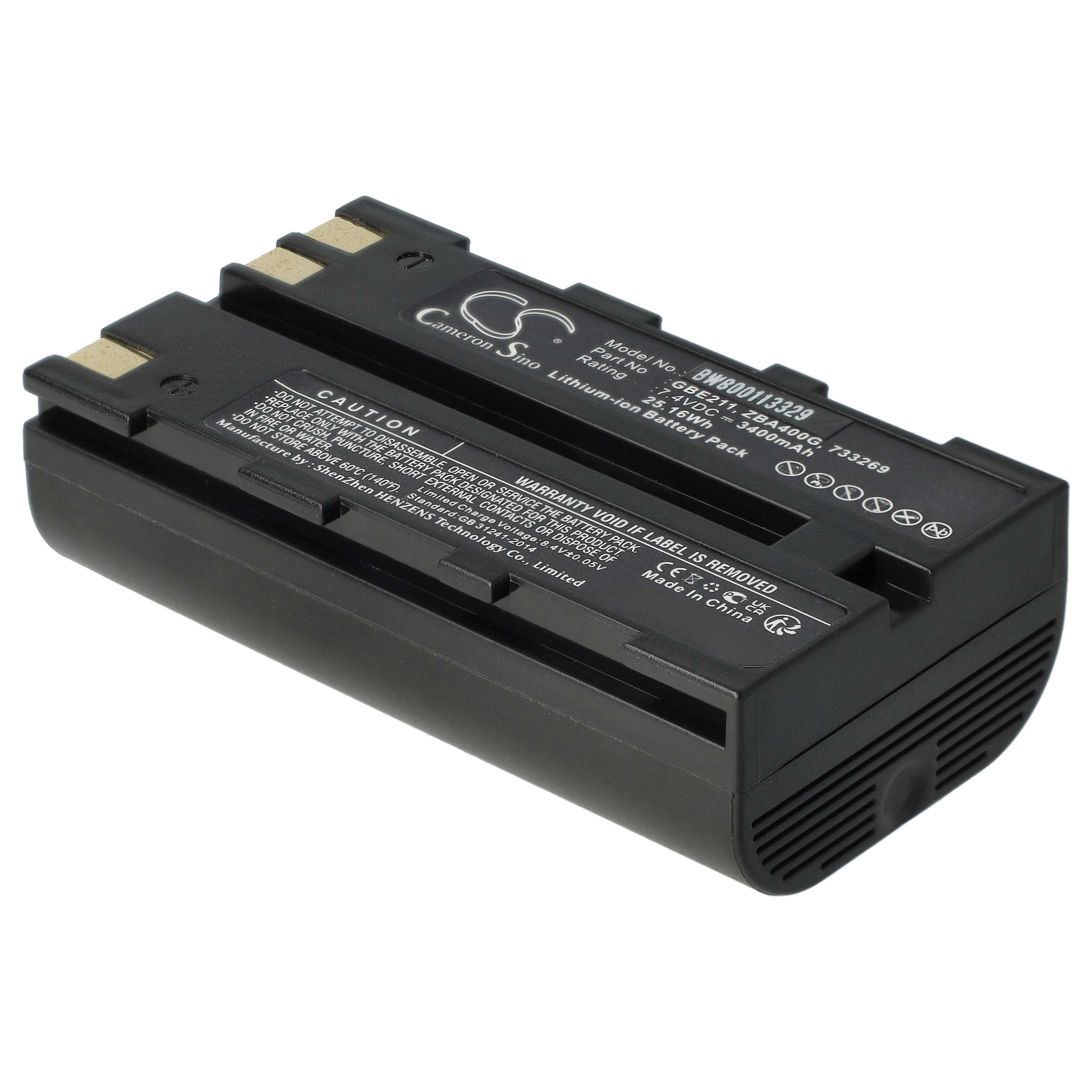 Batería reemplaza Geomax ZBA200, ZBA400 para dispositivo medición (3400 mAh, 7,4 V, Li-Ion)