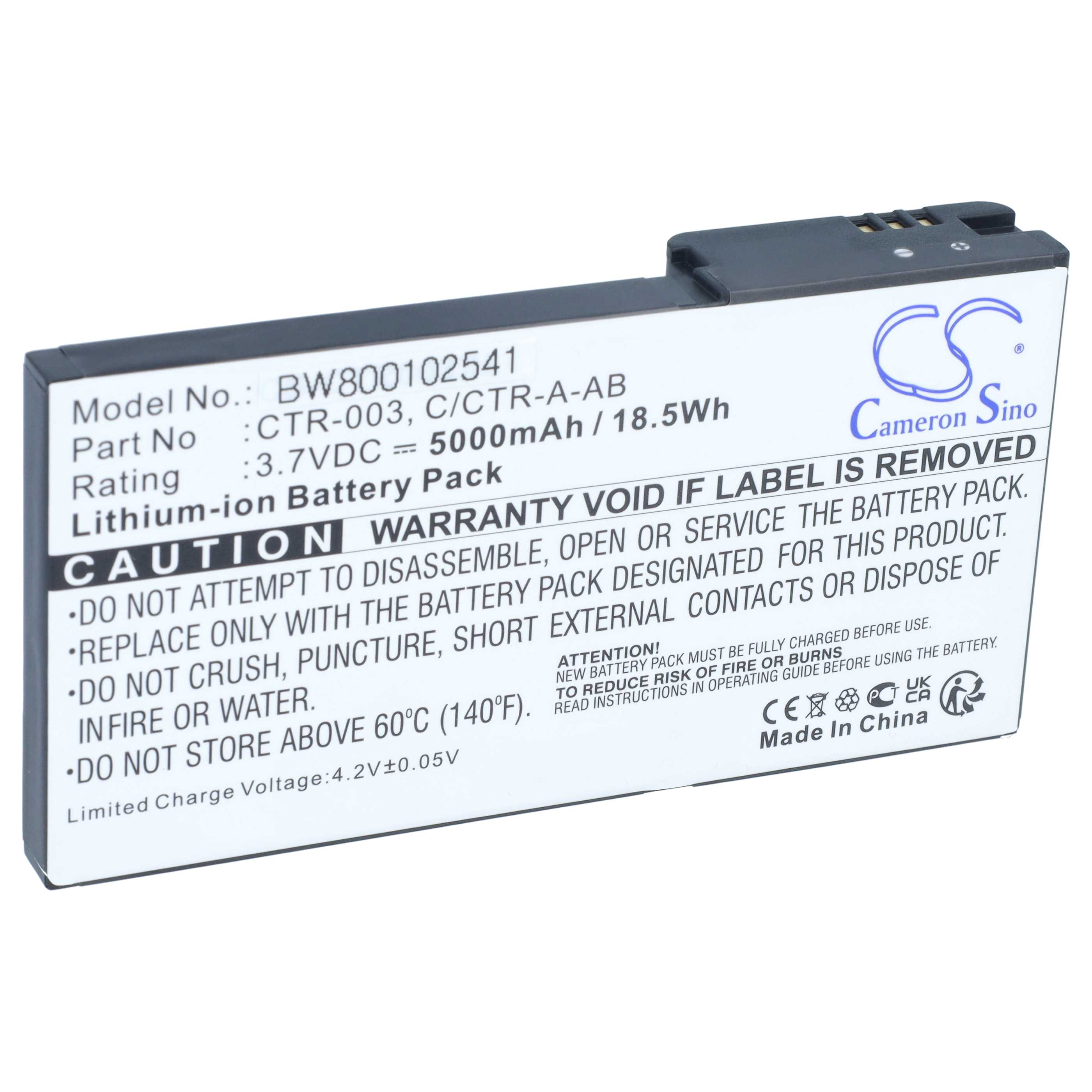 Games Console Battery replaces Nintendo C/CTR-A-AB, CTR-001, CTR-003, MIN-CTR-001 - 5000 mAh 3.7 V Li-Ion