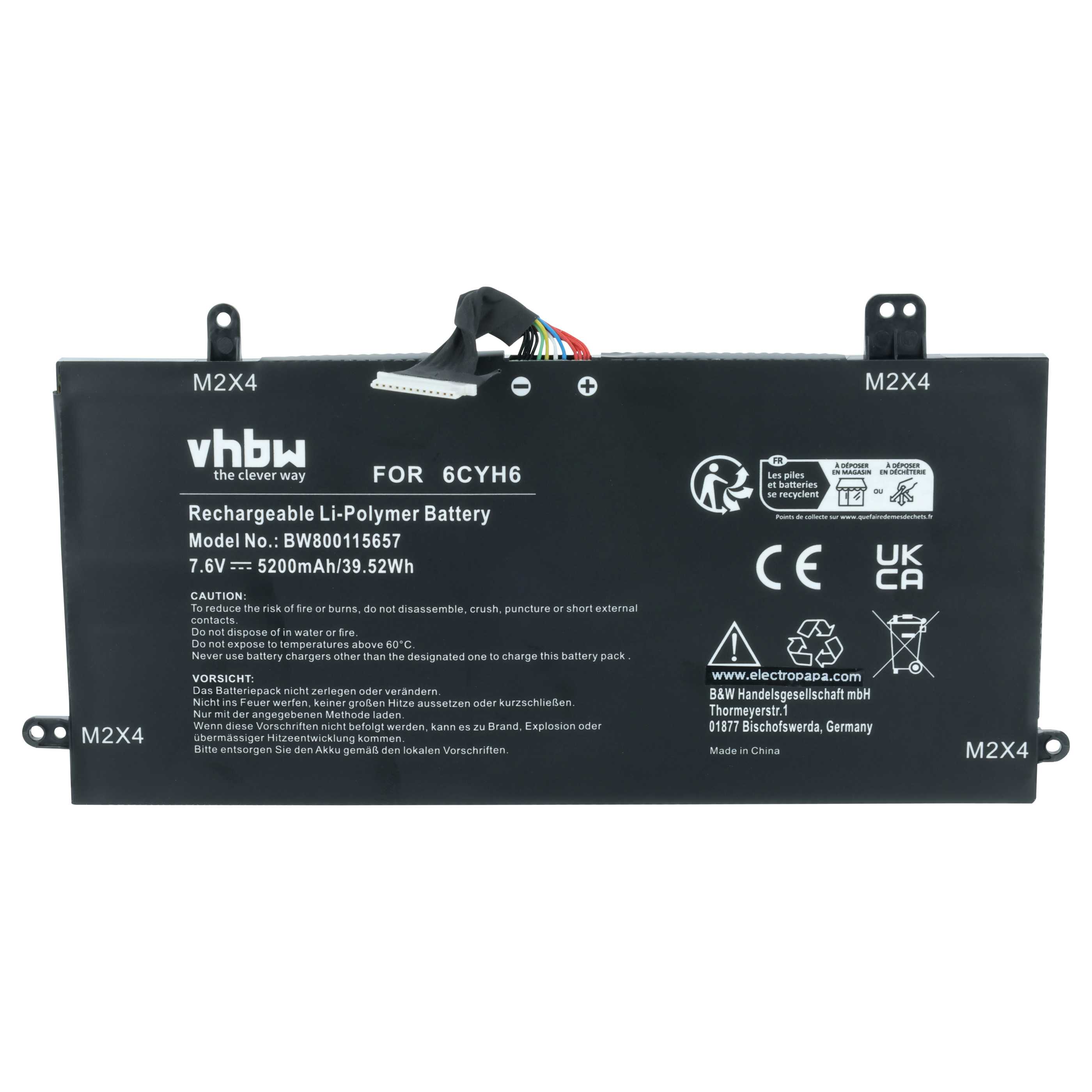 Akumulator do laptopa zamiennik Dell 51KD7, J0PGR - 5200 mAh 7,6 V LiPo, czarny