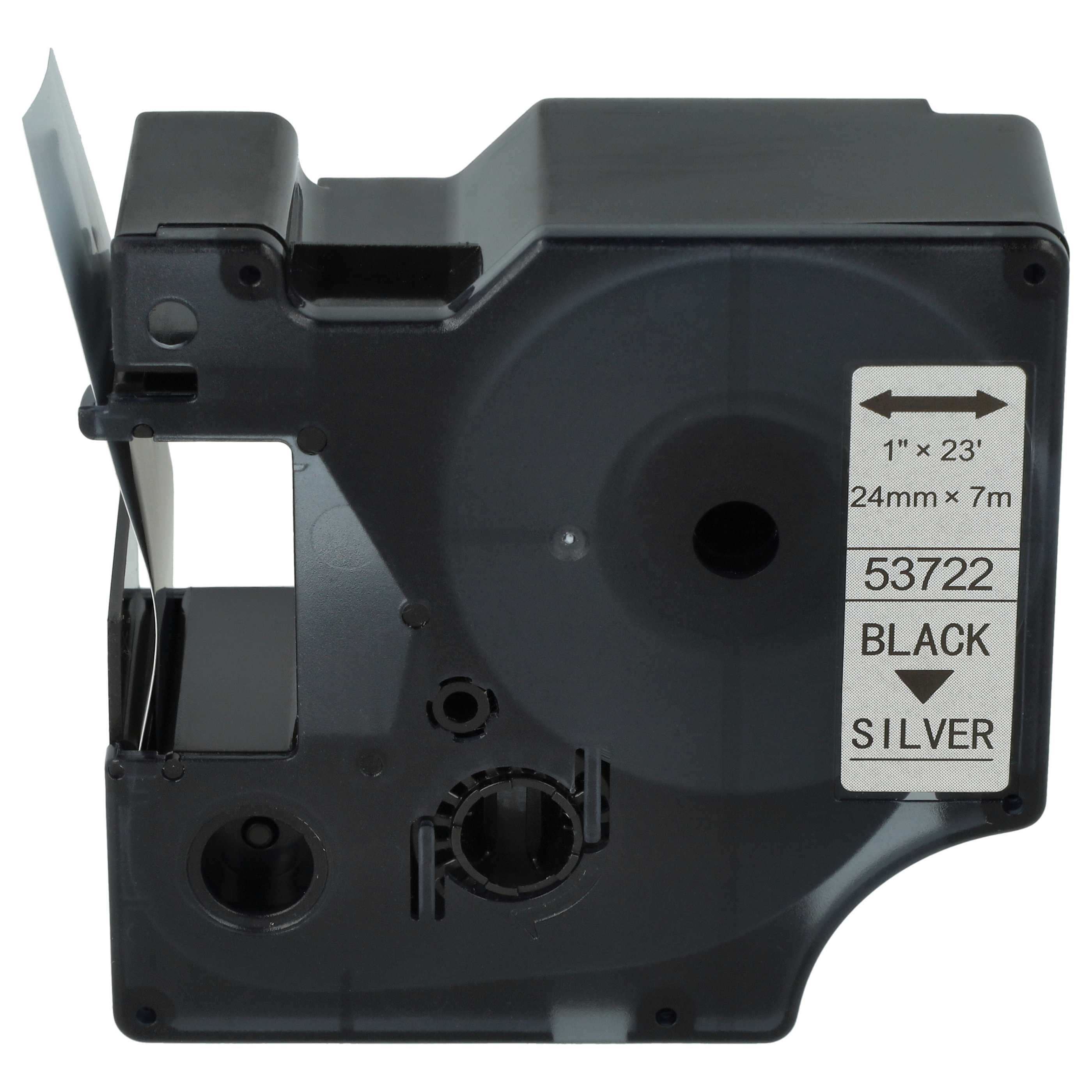 Label Tape replaces Dymo D1, 53722 - 24 mm Black to Silver