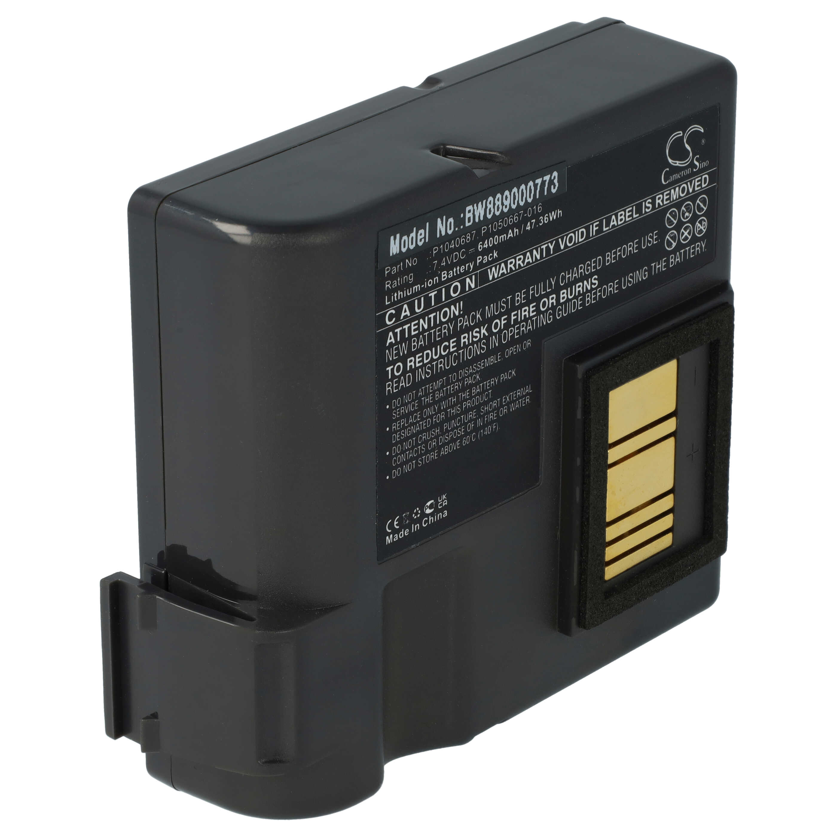 Batterie remplace Zebra P1050667-016, BTRY-MPP-68MA1-01, P1040687 pour imprimante - 6400mAh 7,4V Li-ion