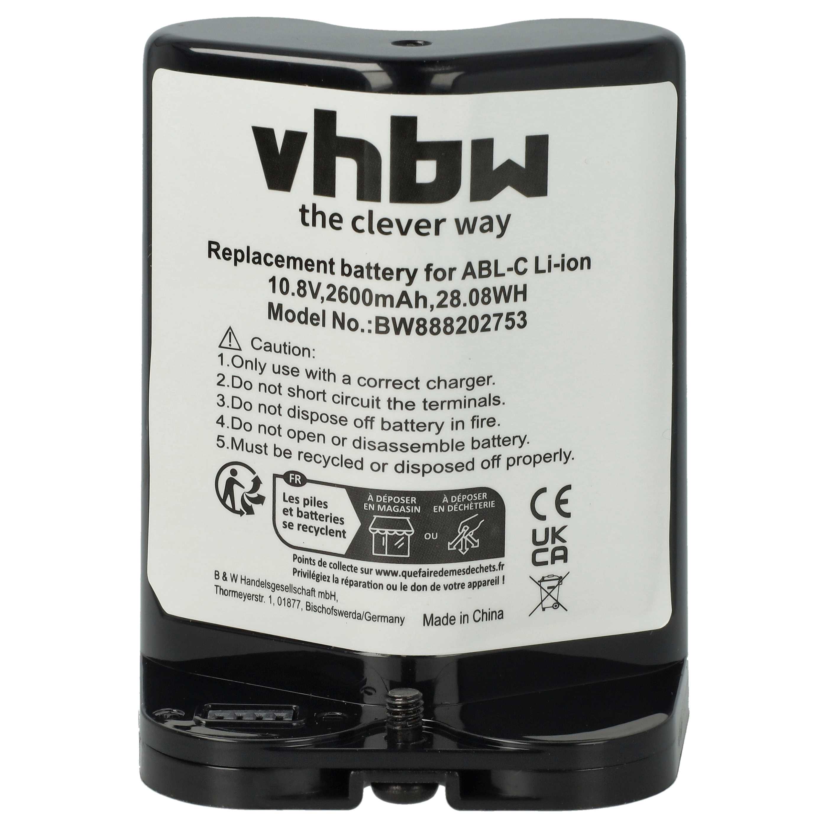 Battery replaces iRobot ABL-C, M611020 for iRobot 2600mAh, 10.8V, Li-Ion