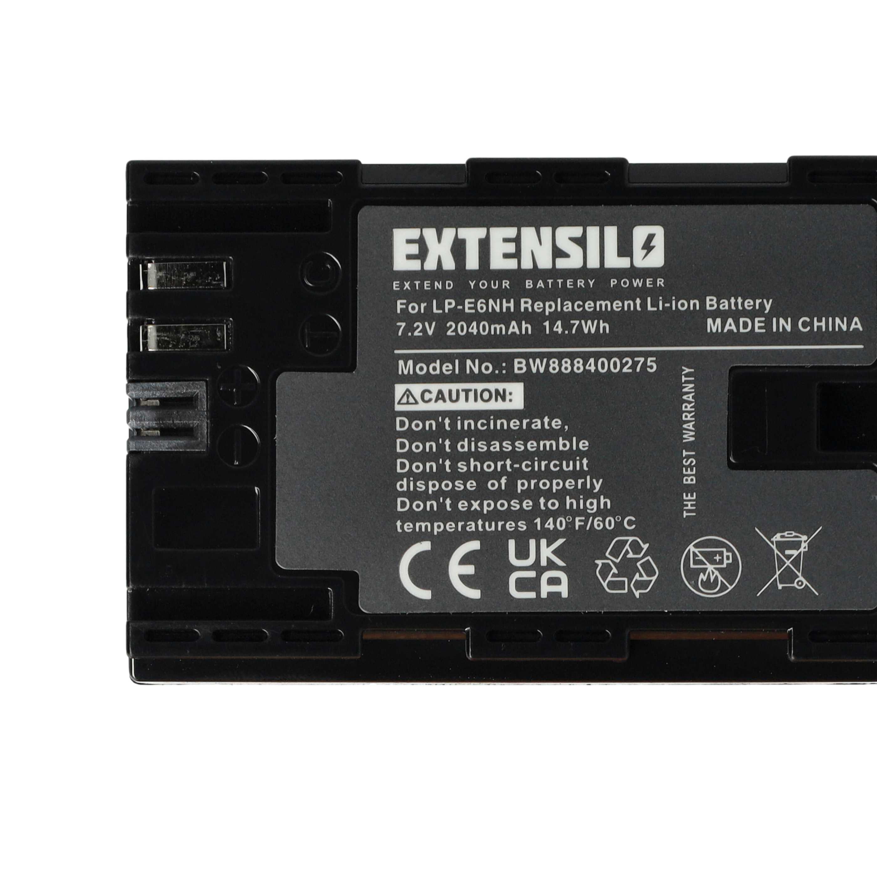 2x Battery replaces Canon LP-E6, LP-E6NH - 2040mAh, 7.2V, Li-Ion