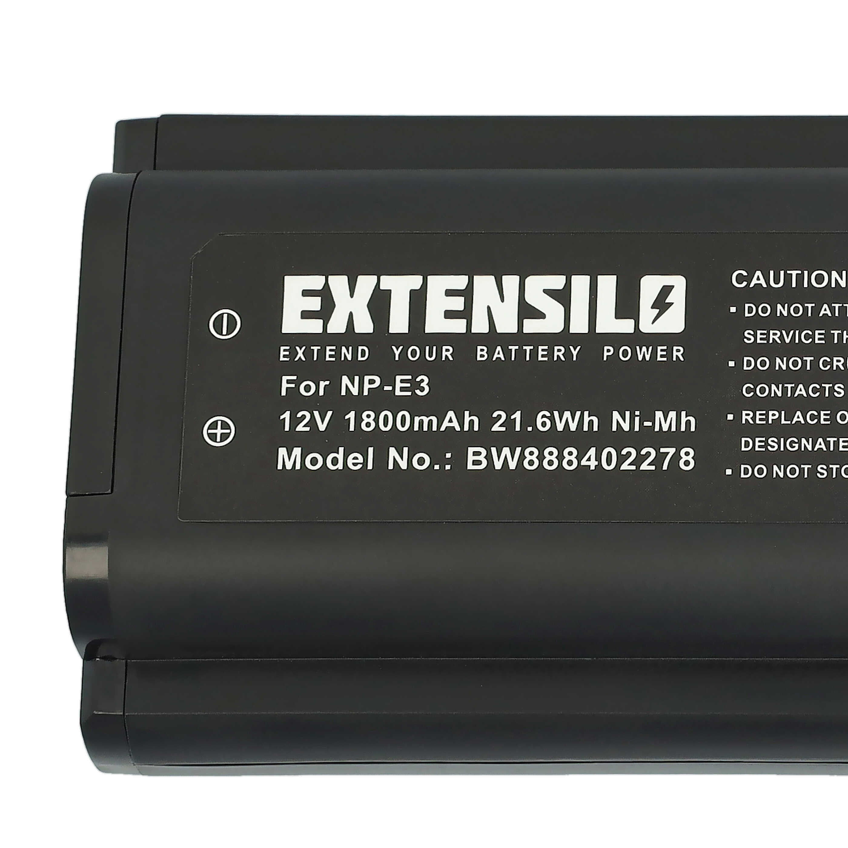 2x Battery replaces Canon 7084A002, 7084A001, NP-E3 - 1800mAh, 12V, NiMH