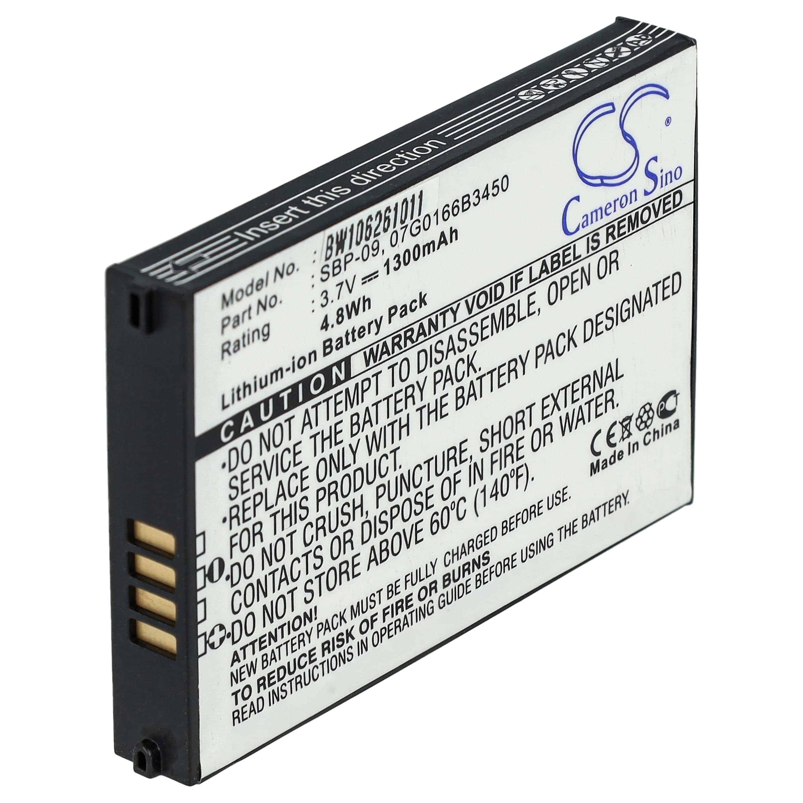 Batterie remplace Asus 07G0166B3450, SBP-09 pour téléphone portable - 1300mAh, 3,7V, Li-ion