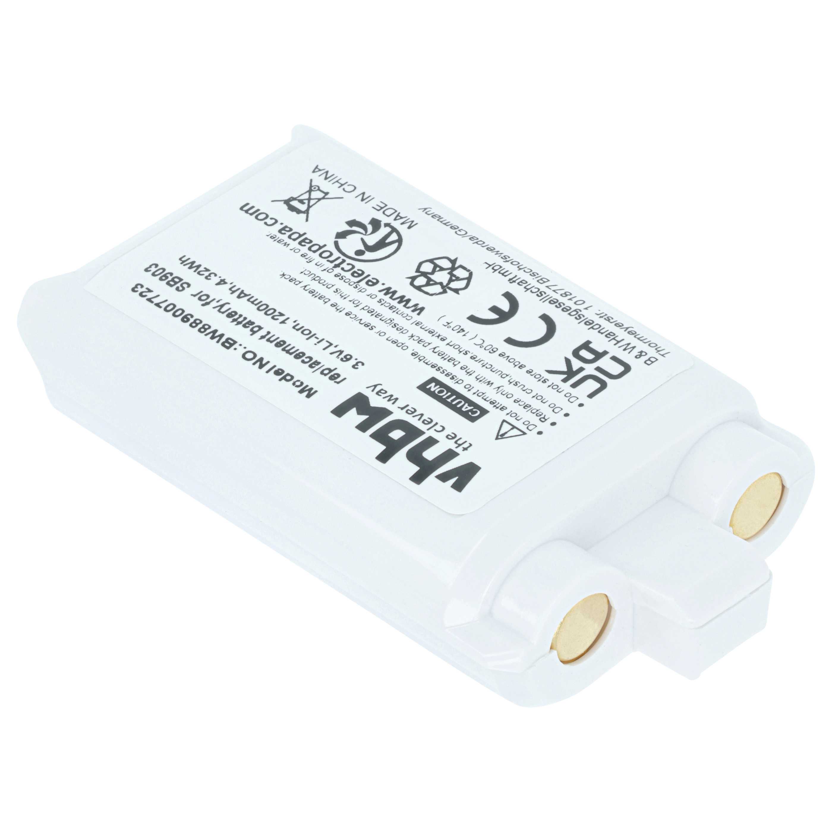 Batería reemplaza Shure SB903 para sistema radio (1200 mAh, 3,7 V, Li-Ion)
