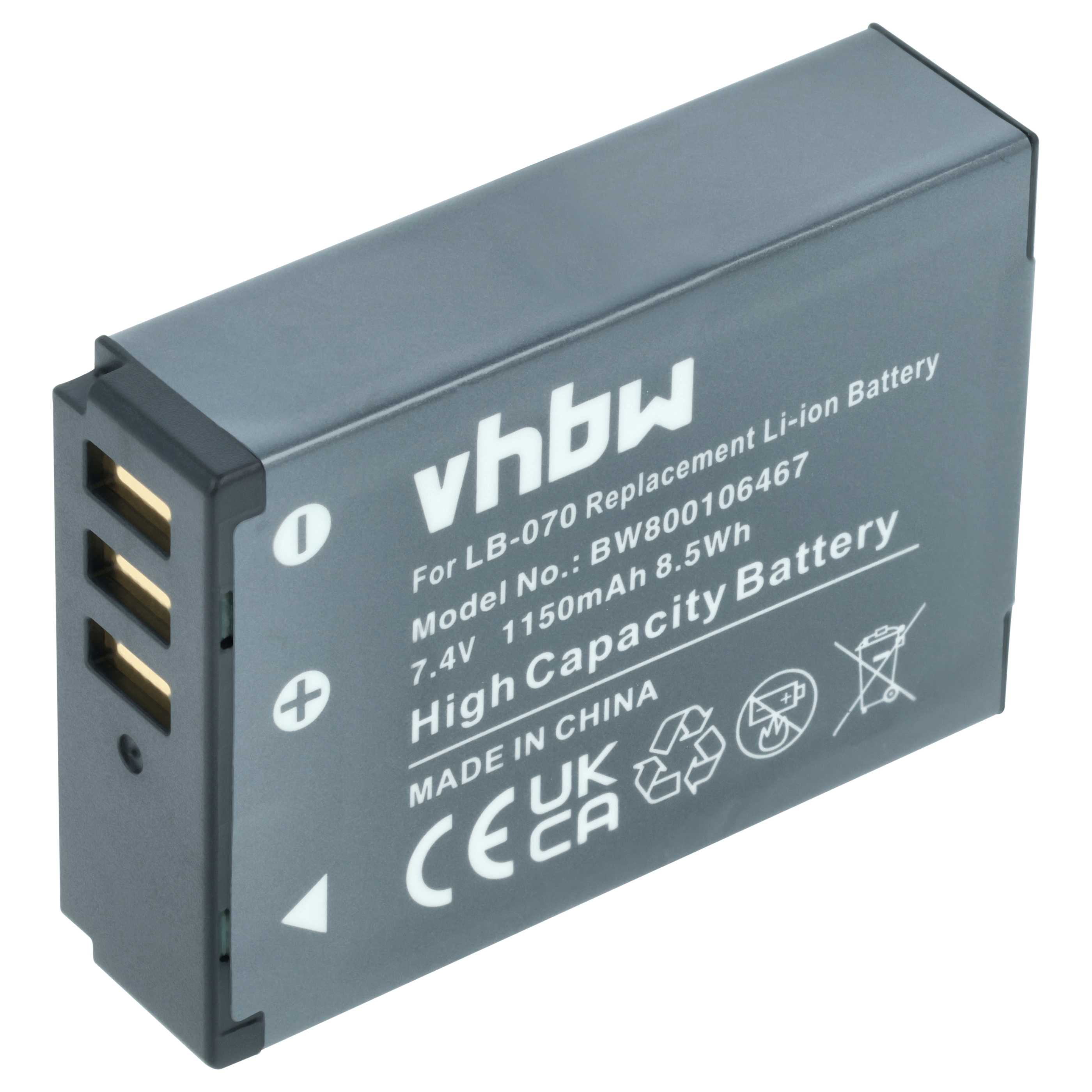 Battery replaces Kodak LB-070 - 1150mAh, 7.4V, Li-Ion