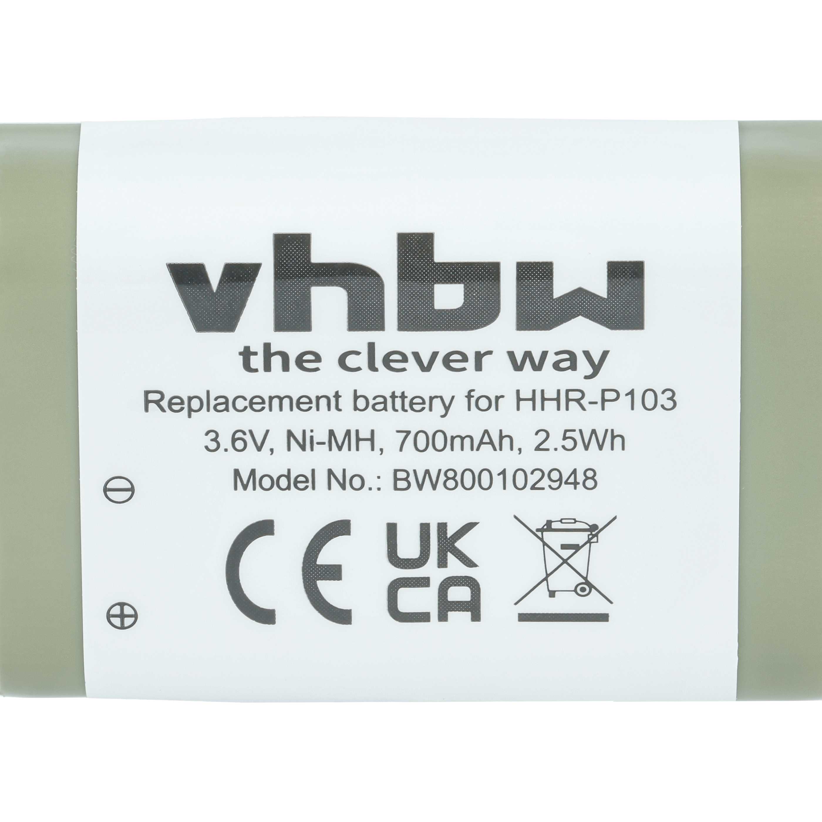 2x Batteries remplace Panasonic N4HHGMB00005, N4HHGMB00001, N4HHGMN00001 pour téléphone GE - 700mAh 3,6V NiMH