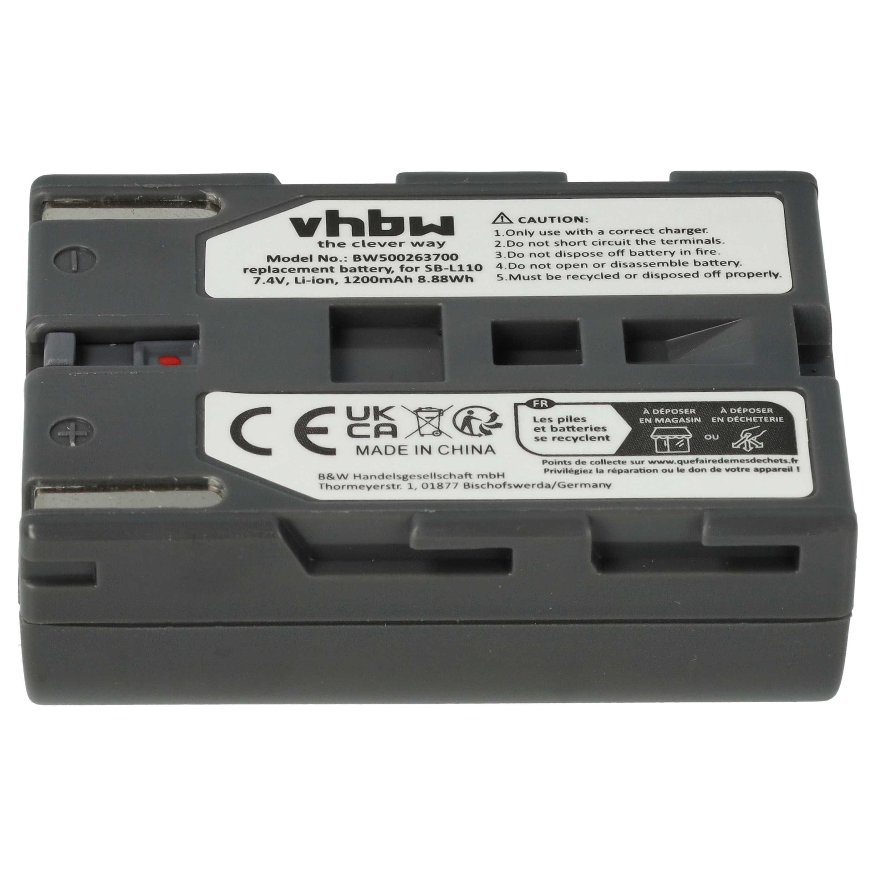 Videocamera Battery Replacement for Samsung SBL-110, SB-L110, SBL110 - 600 mAh 7.2 V Li-Ion