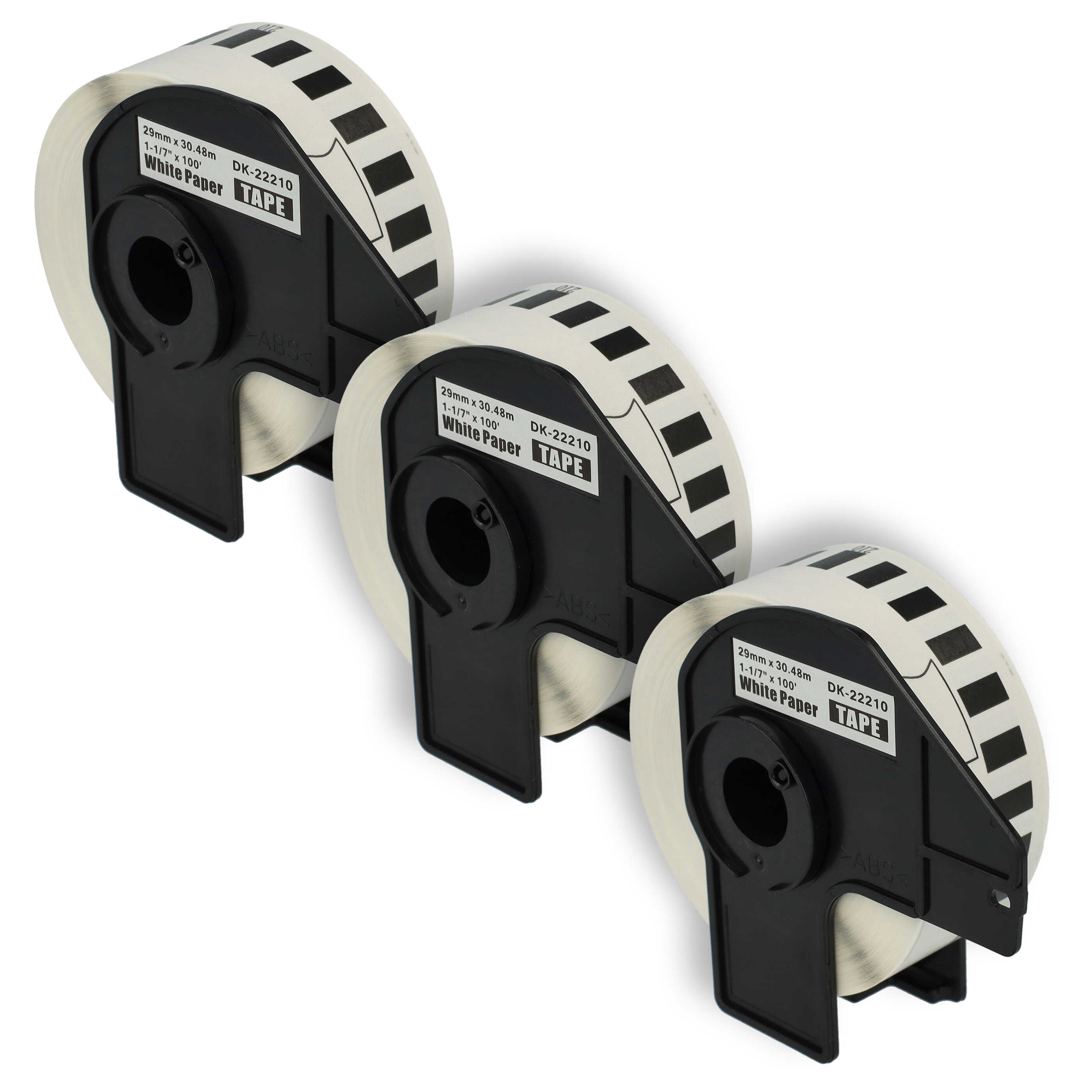 3x Label Roll replaces Brother DK-22210 Labeller - 29 mm x 30.48 m + Holder