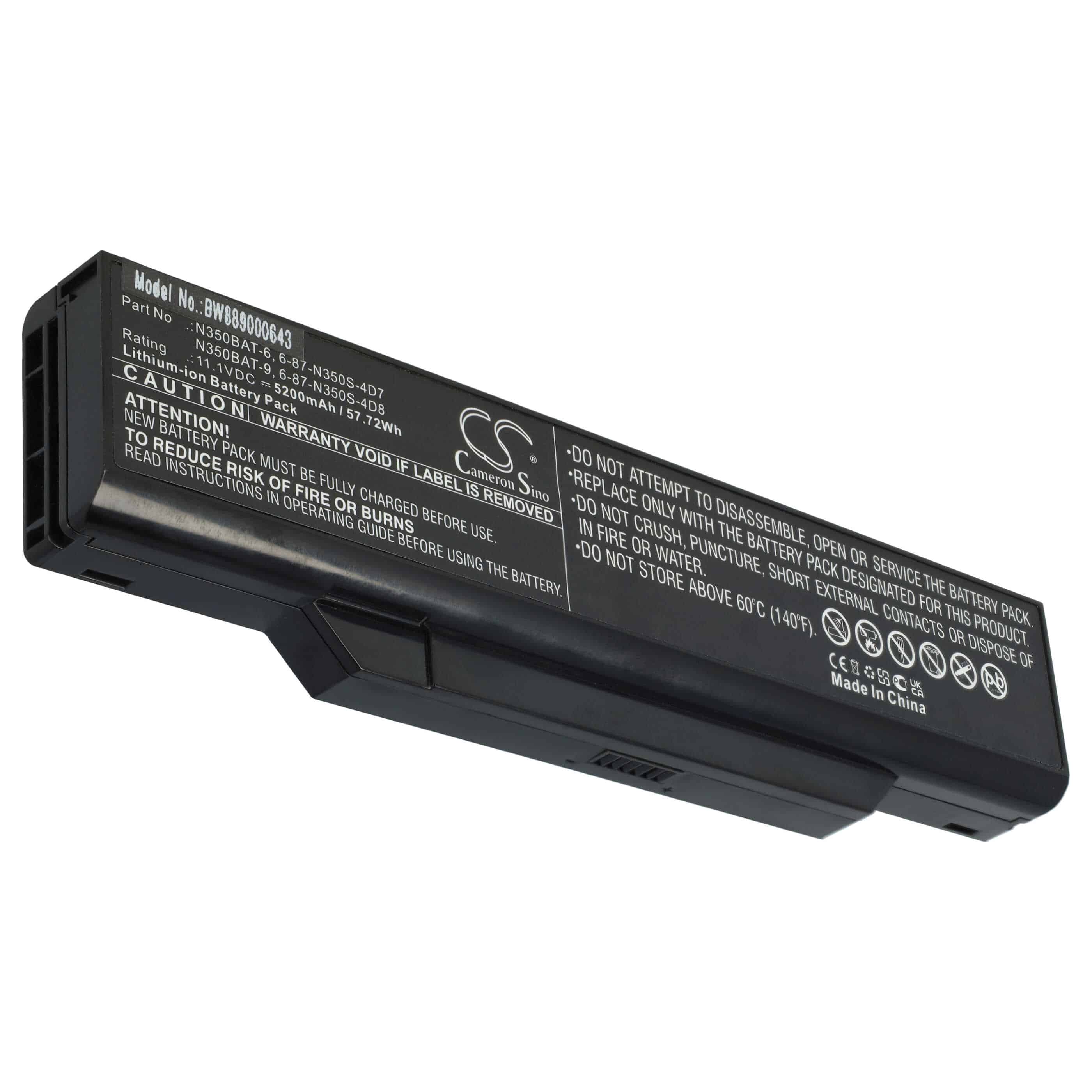 Batterie remplace Clevo 6-87-N350S-4D7, 6-87-N350S-4D8 pour ordinateur portable - 5200mAh 11,1V Li-ion