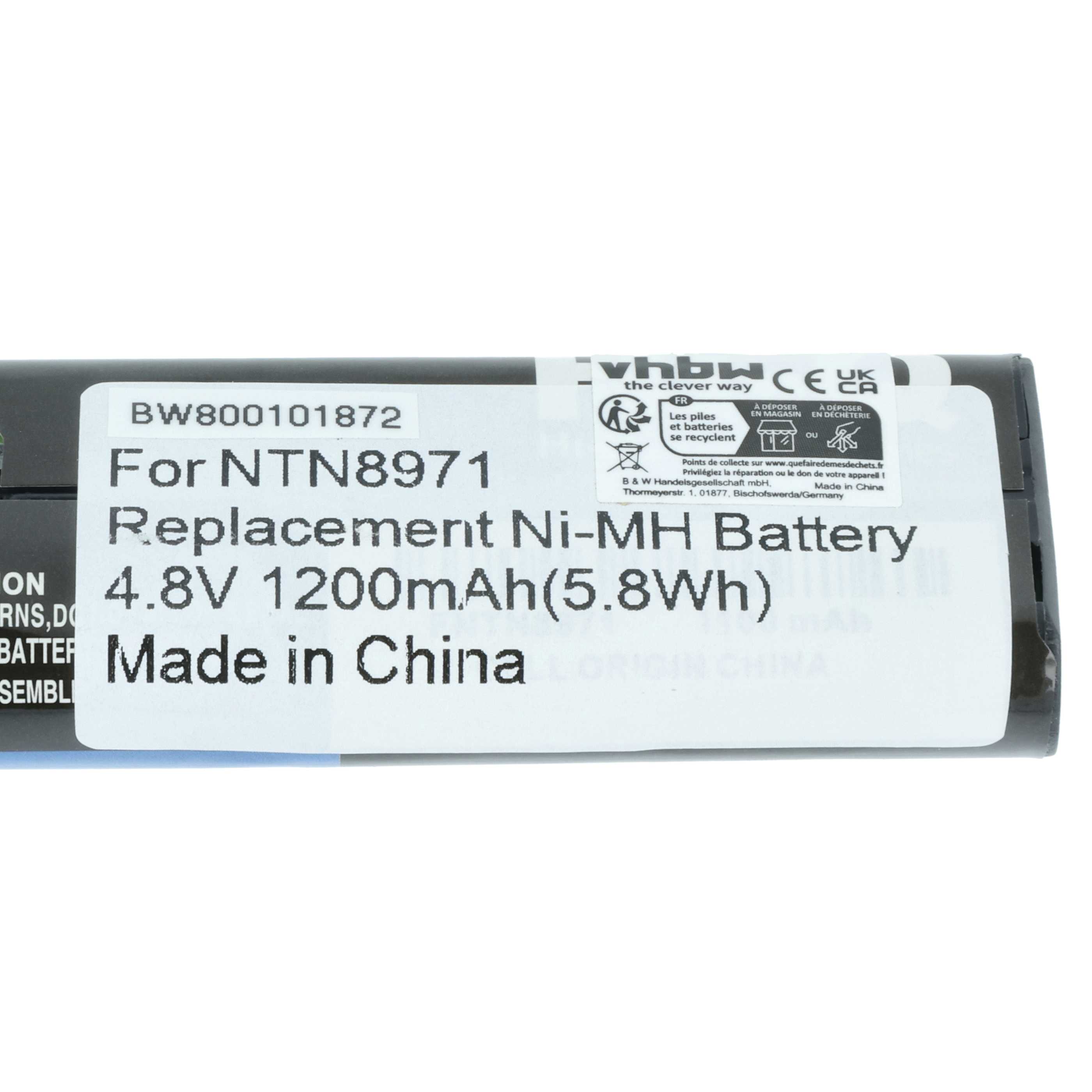 Radio 5x Battery replaces Motorola NNTN4190, NTN8657, NTN8970A, NNTN4190A, NNTN4190AR - 1200 mAh 4.8 V NiMH