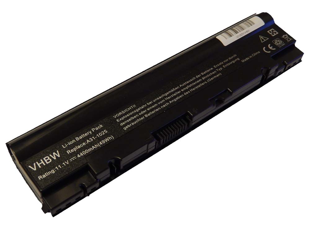 Batterie remplace Asus A31-1025, A32-1025 pour ordinateur portable - 4400mAh 10,8V Li-ion, noir