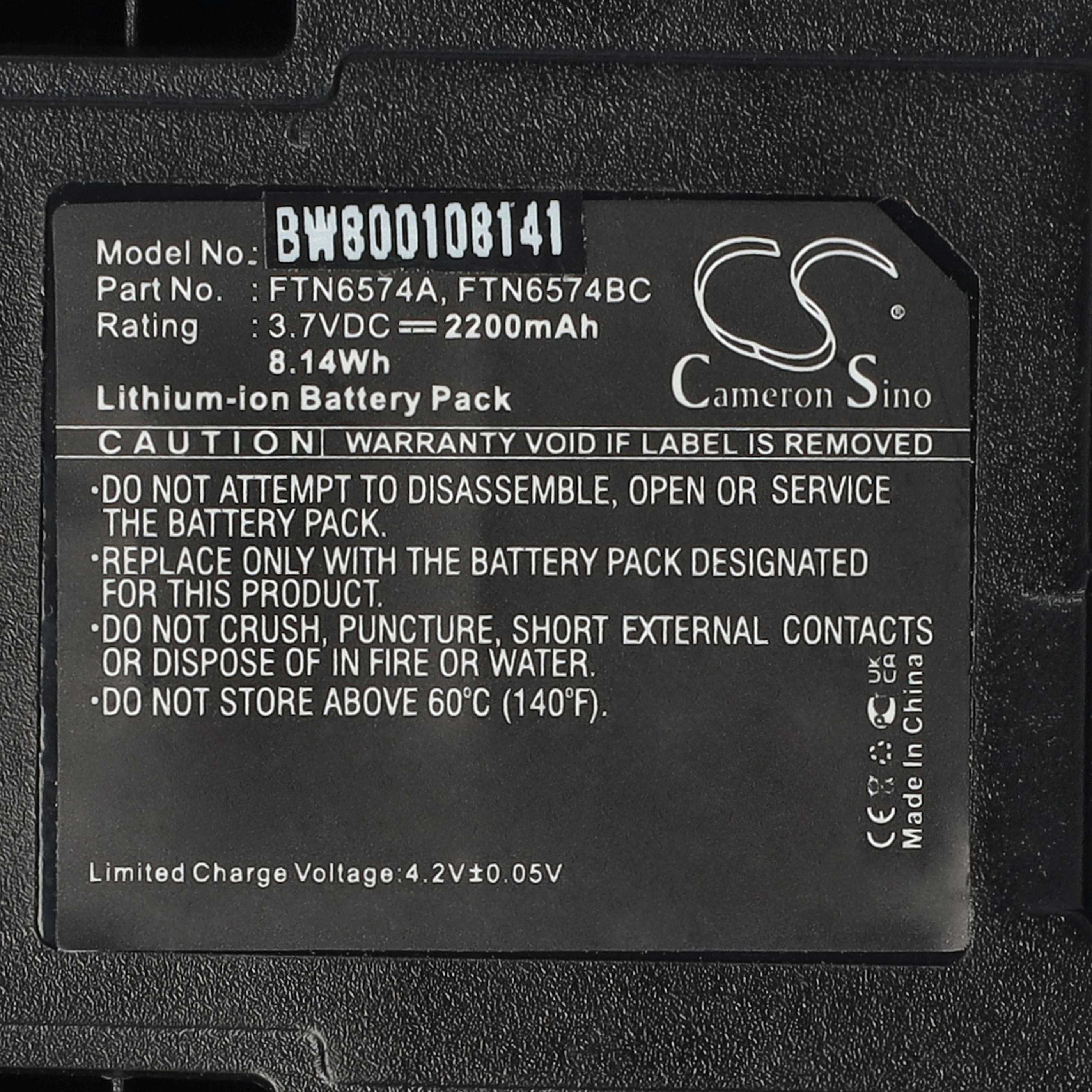 Radio 2x Battery replaces Motorola AP-6574, PMNN4351, FTN6574BC, FTN6574A, FTN6574 - 2200 mAh 3.7 V Li-Ion