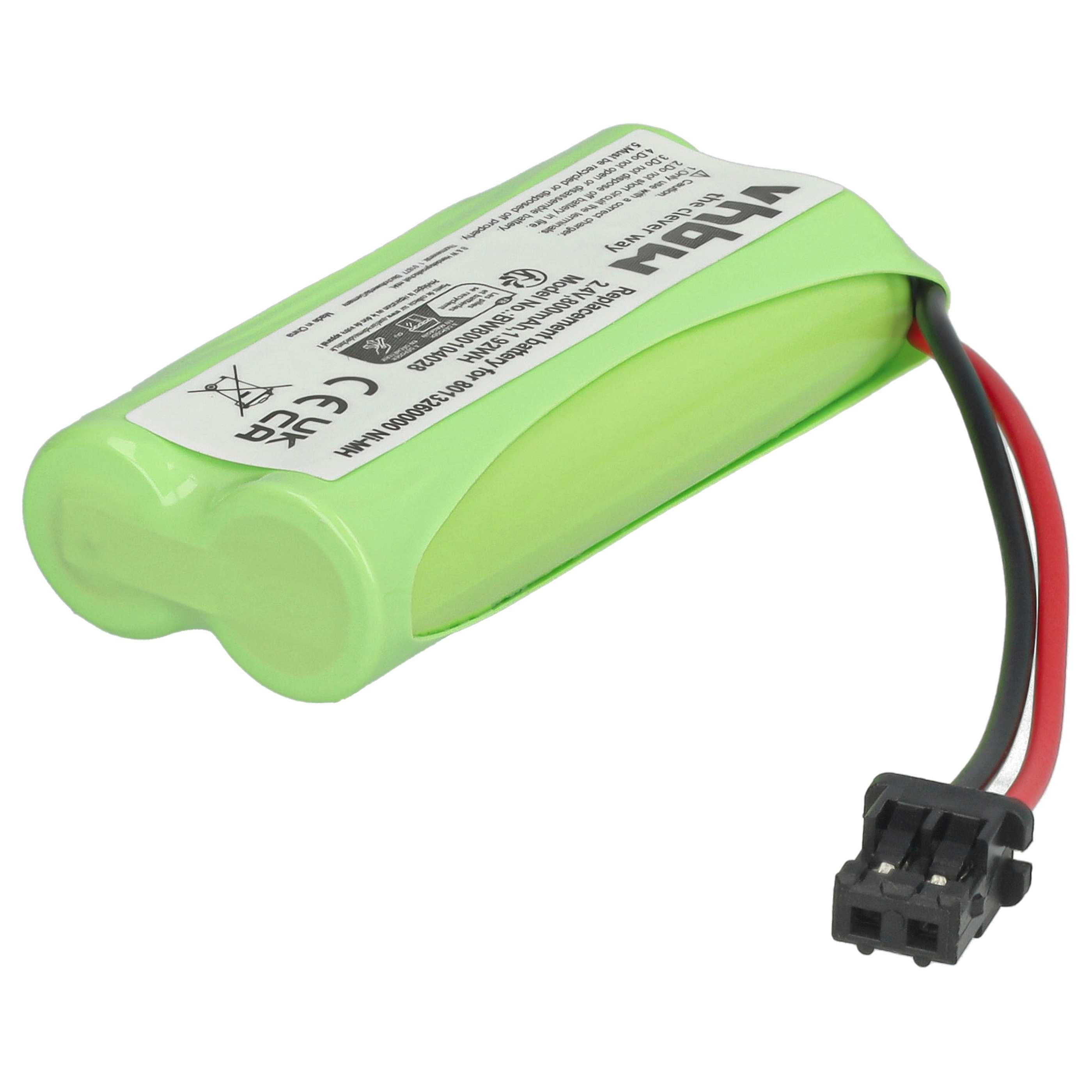 3x Batteries remplace 2SNAAA55HSJ1, 2SNAAA60HSJ1, 2SN-AAA55H-S-J1 pour téléphone Philips - 800mAh 2,4V NiMH